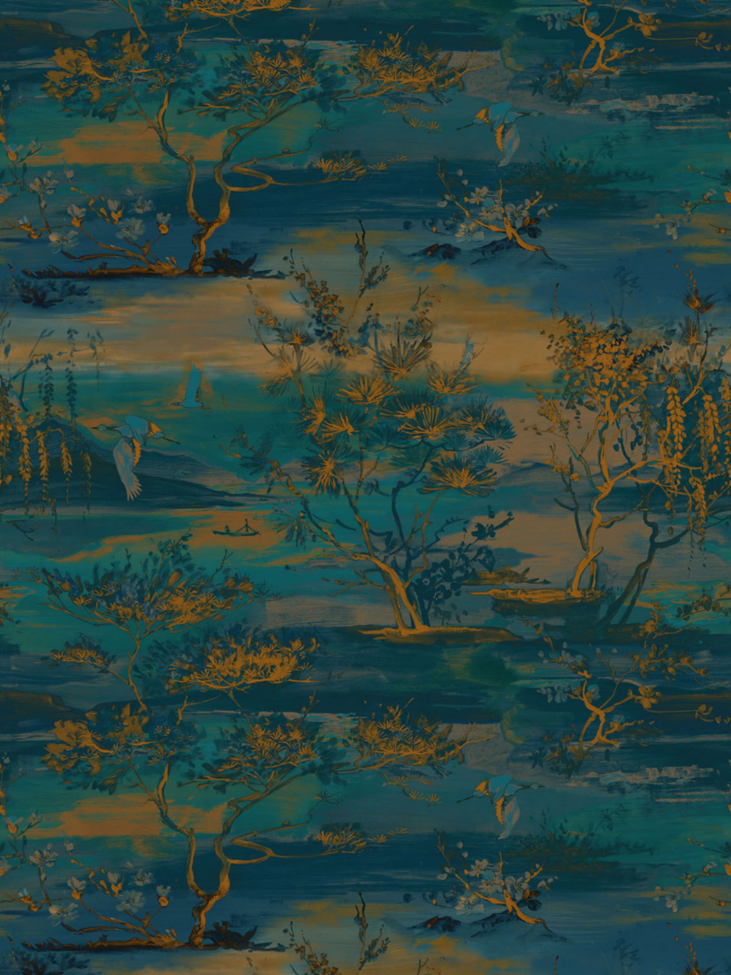 Sagimai wallpaper in teal color - pattern number SC 0005WP88451 - by Scalamandre in the collection