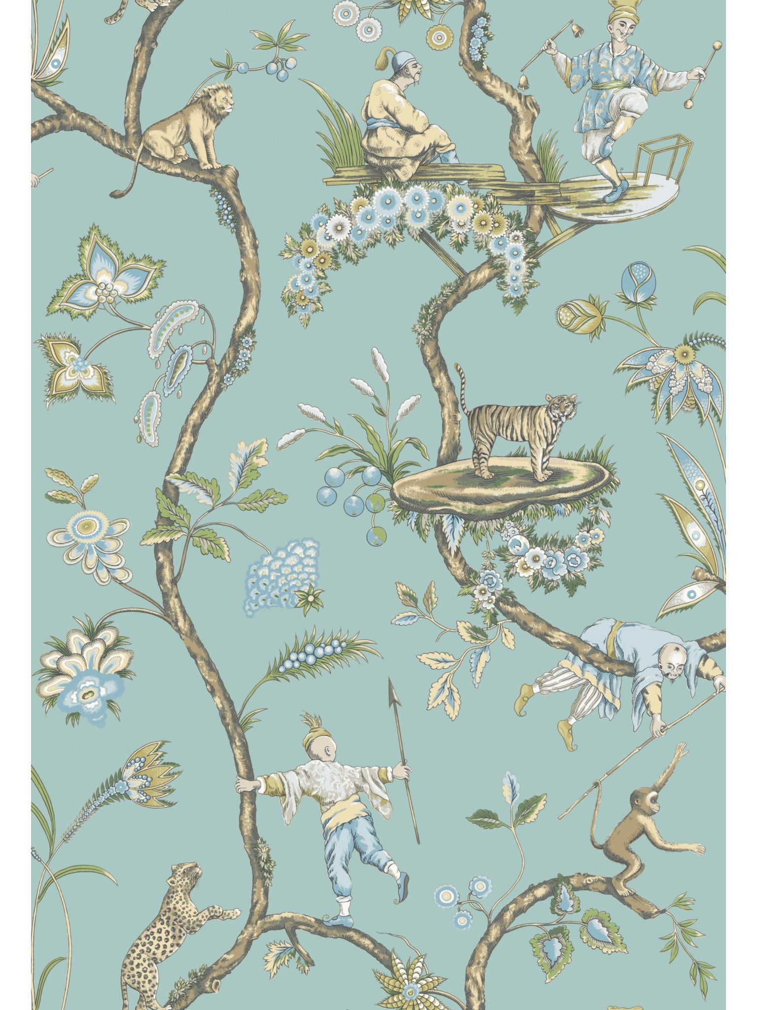 Chinoise Exotique fabric in removable robins egg color - pattern number SC 0006WP81547PS - by Scalamandre in the collection