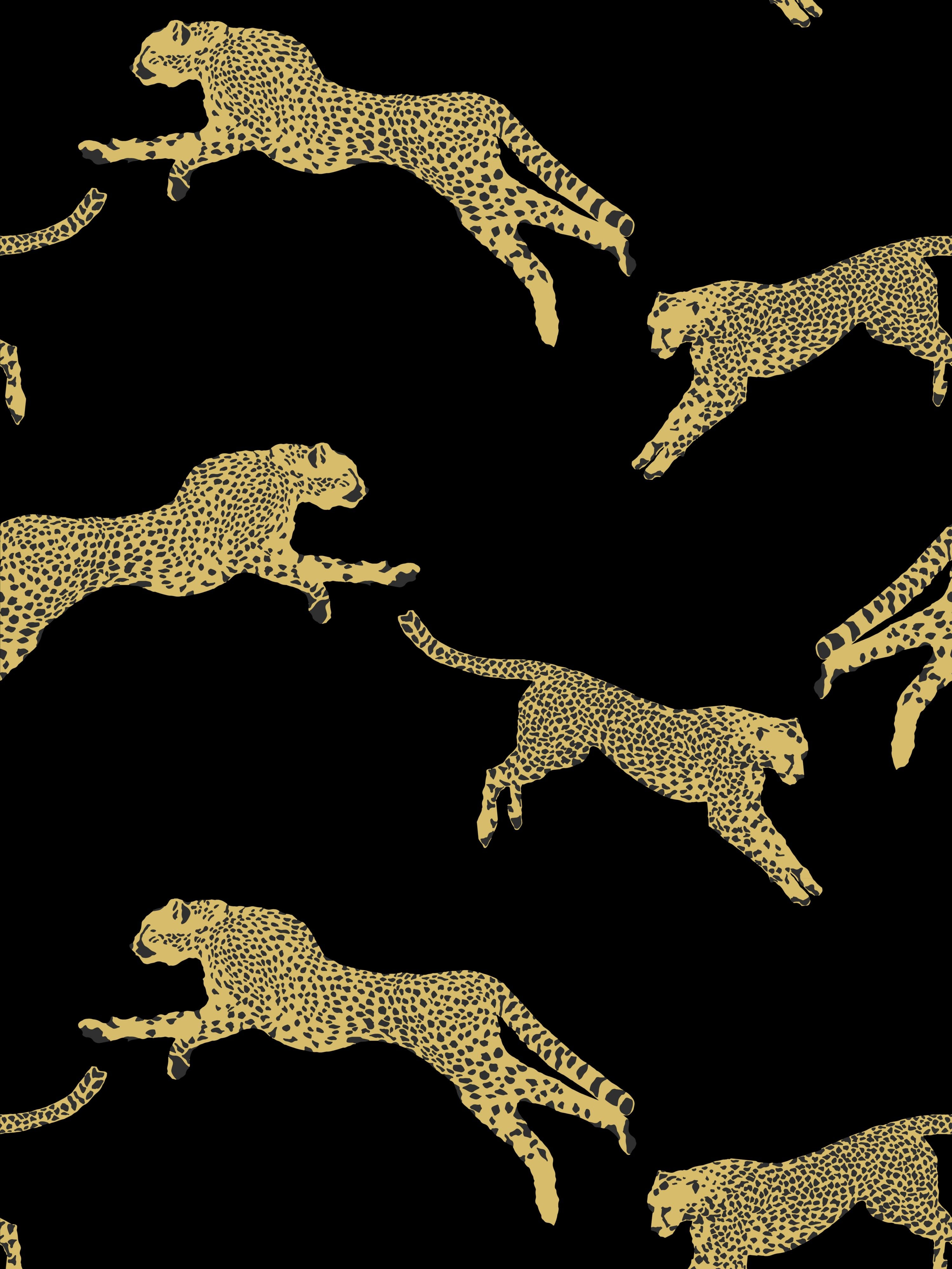 Leaping Cheetah wallpaper in black magic color - pattern number SC 0006WP88449D - by Scalamandre in the collection
