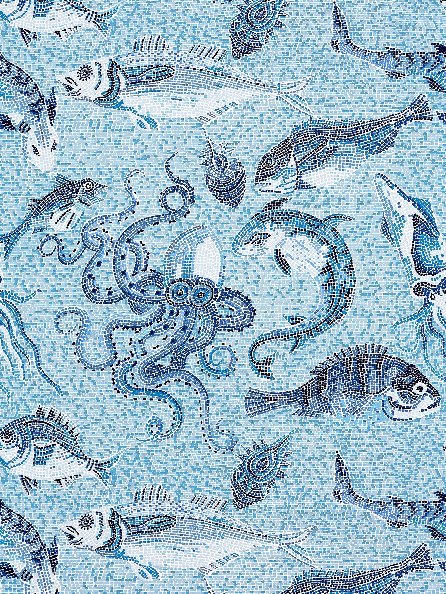 Mikonos fabric in blue color - pattern number SC 0007WP81545 - by Scalamandre in the collection