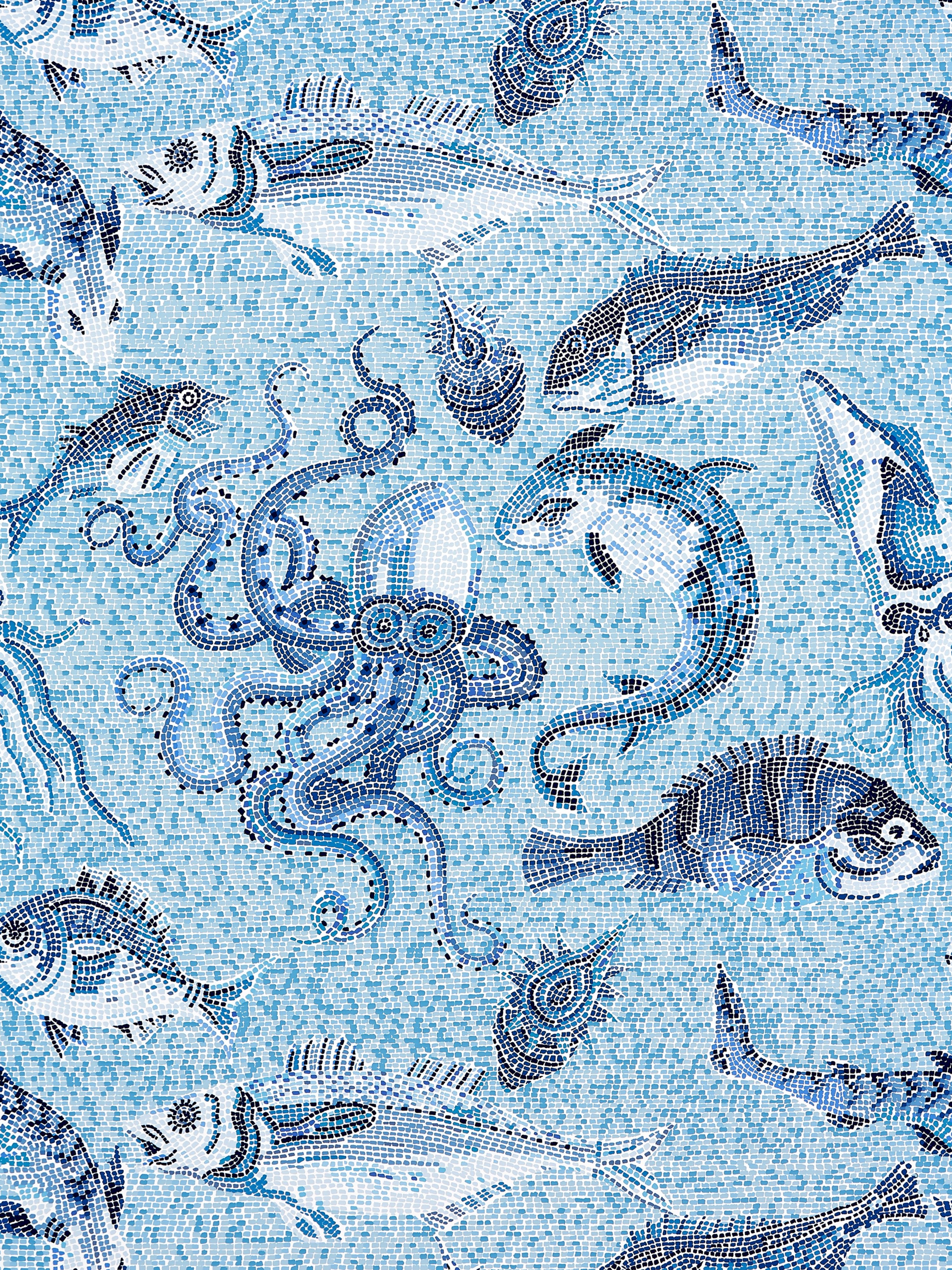 Mikonos wallpaper in blue color - pattern number SC 0007WP81545 - by Scalamandre in the collection