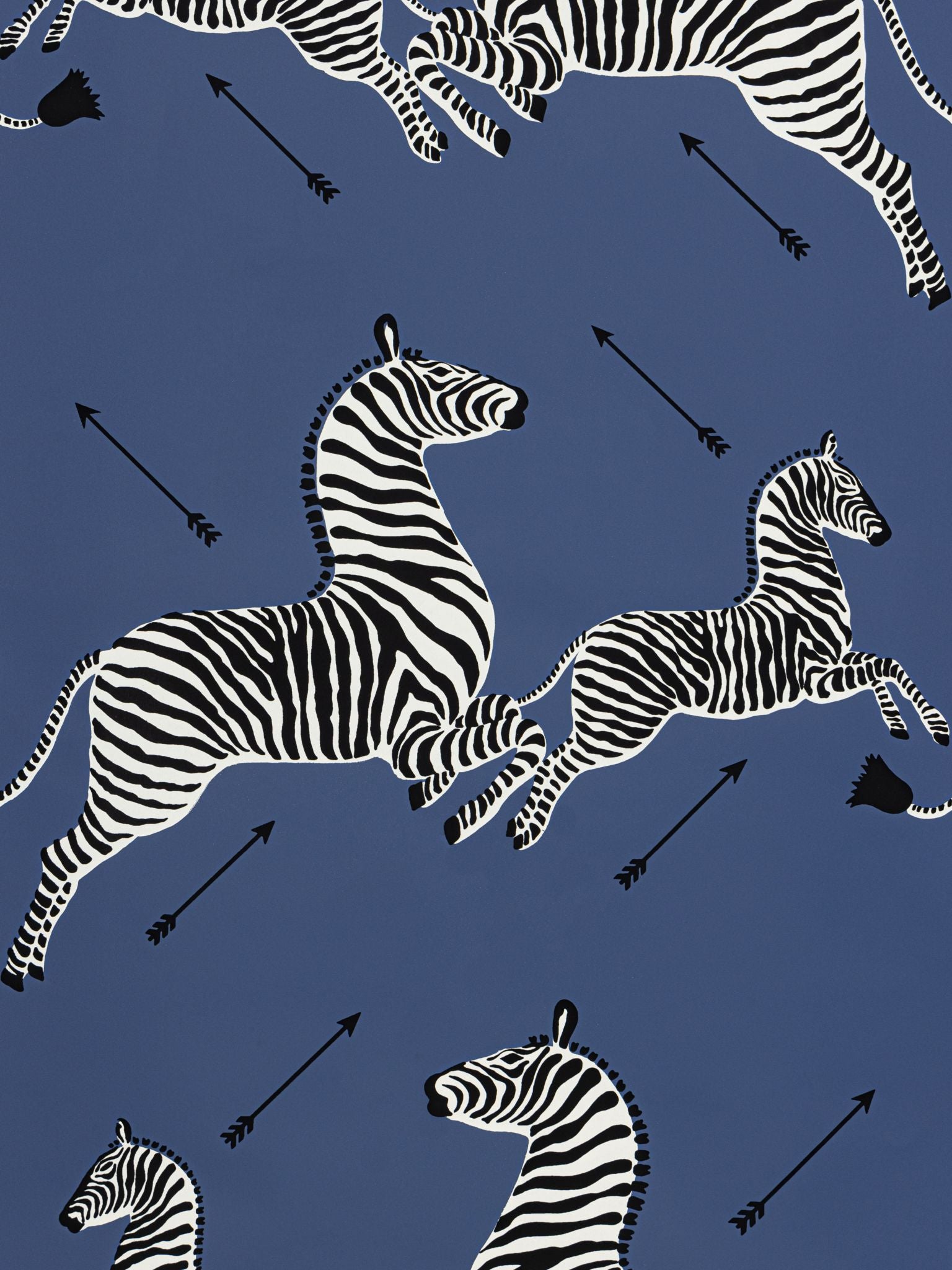 Zebras Vinyl fabric in denim color - pattern number SC 0008WP81388MV - by Scalamandre in the collection