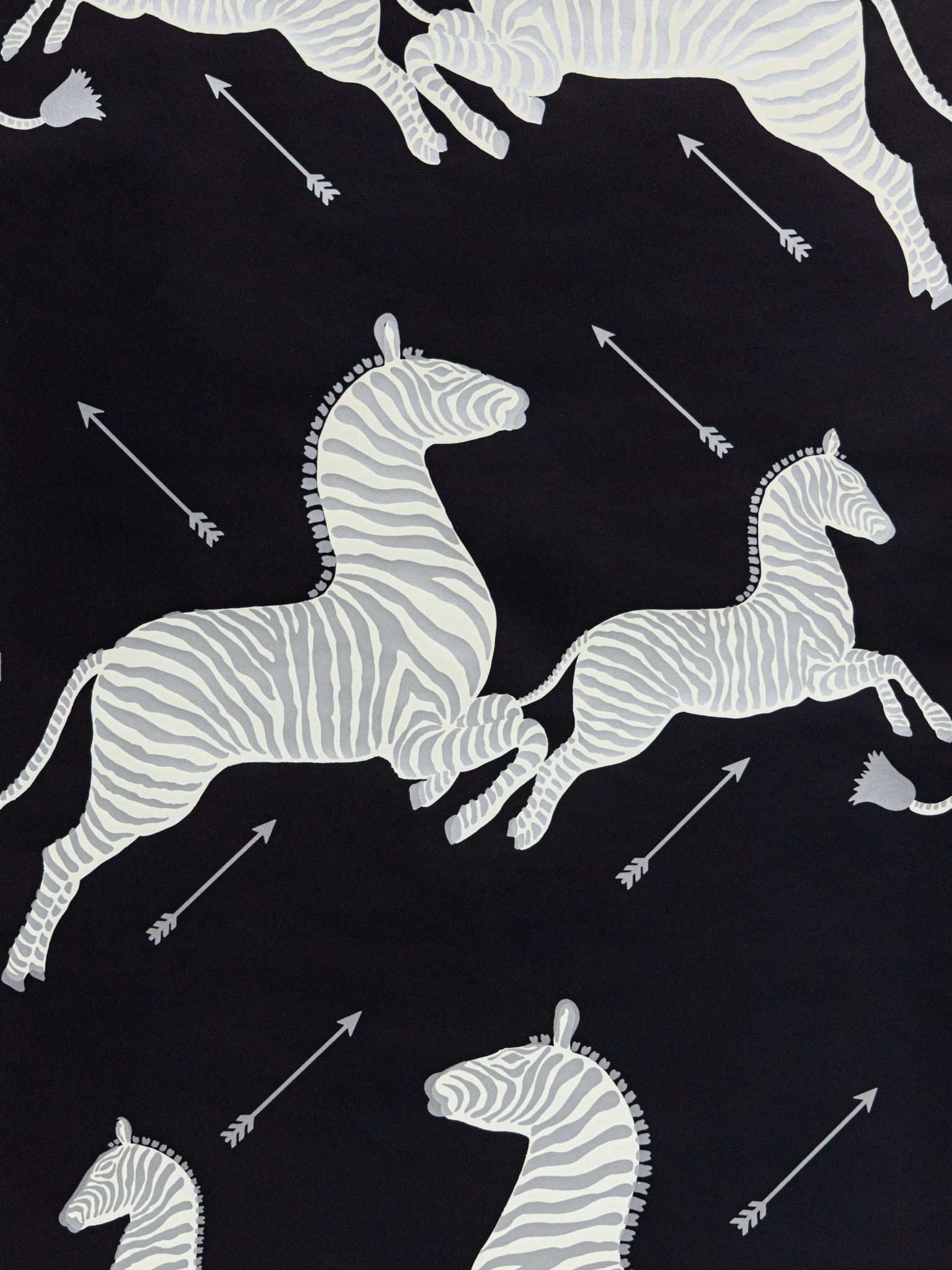 Zebras Vinyl fabric in black and silver color - pattern number SC 0009WP81388MV - by Scalamandre in the collection