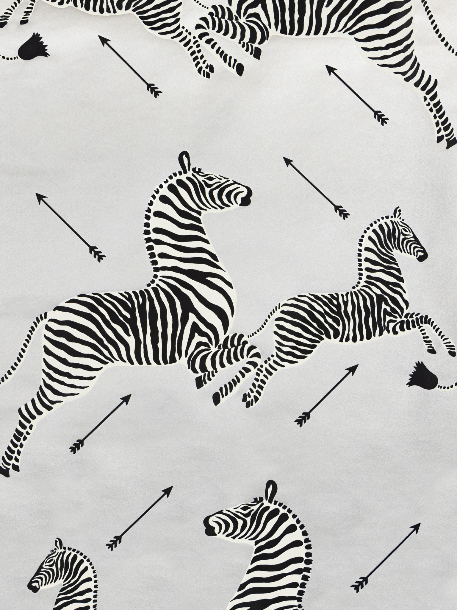 Zebras Vinyl fabric in silver color - pattern number SC 0010WP81388MV - by Scalamandre in the collection