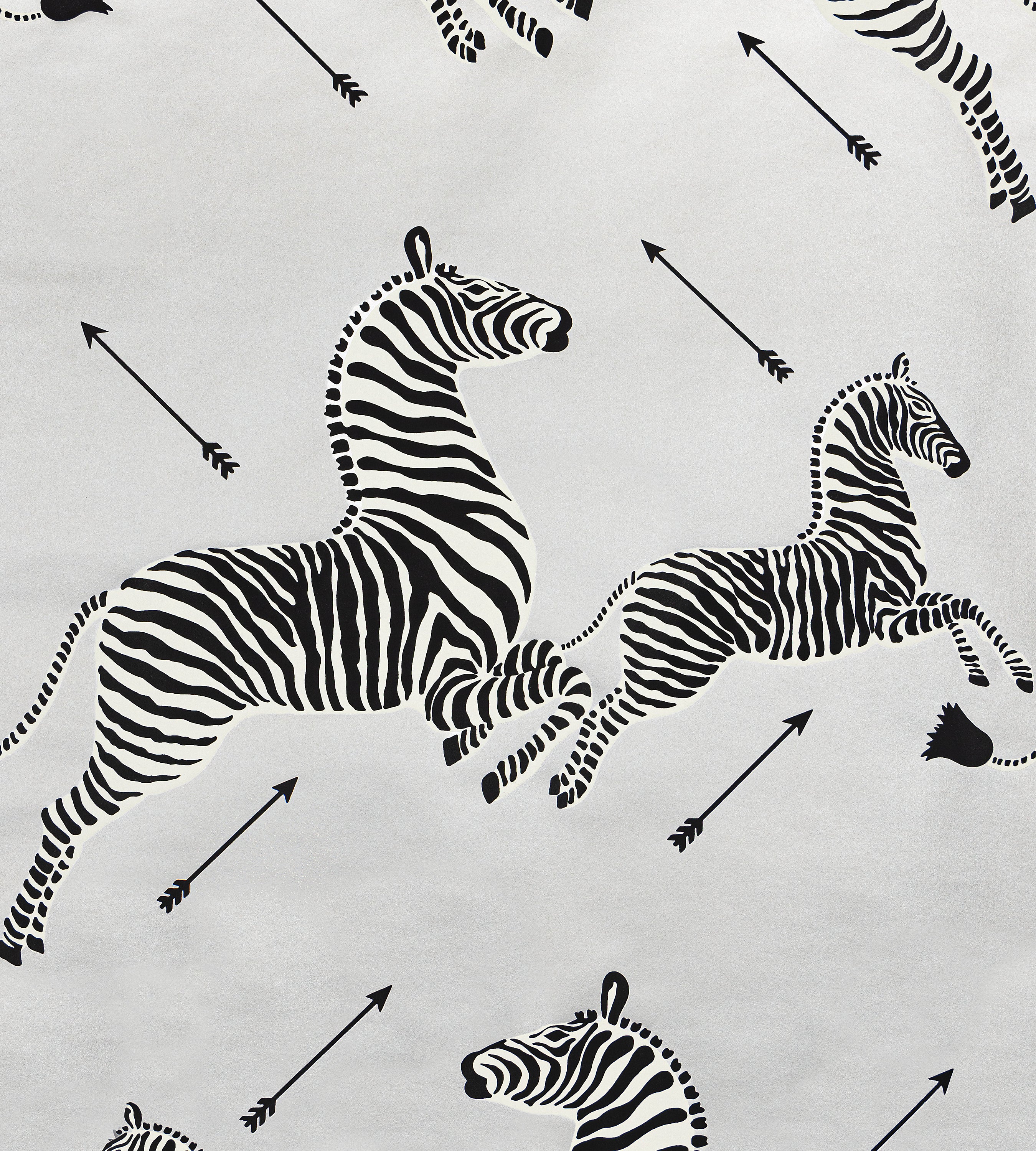 Zebras Wallpaper in silver color - pattern number SC WP81388D0010 - by Scalamandre in the collection
