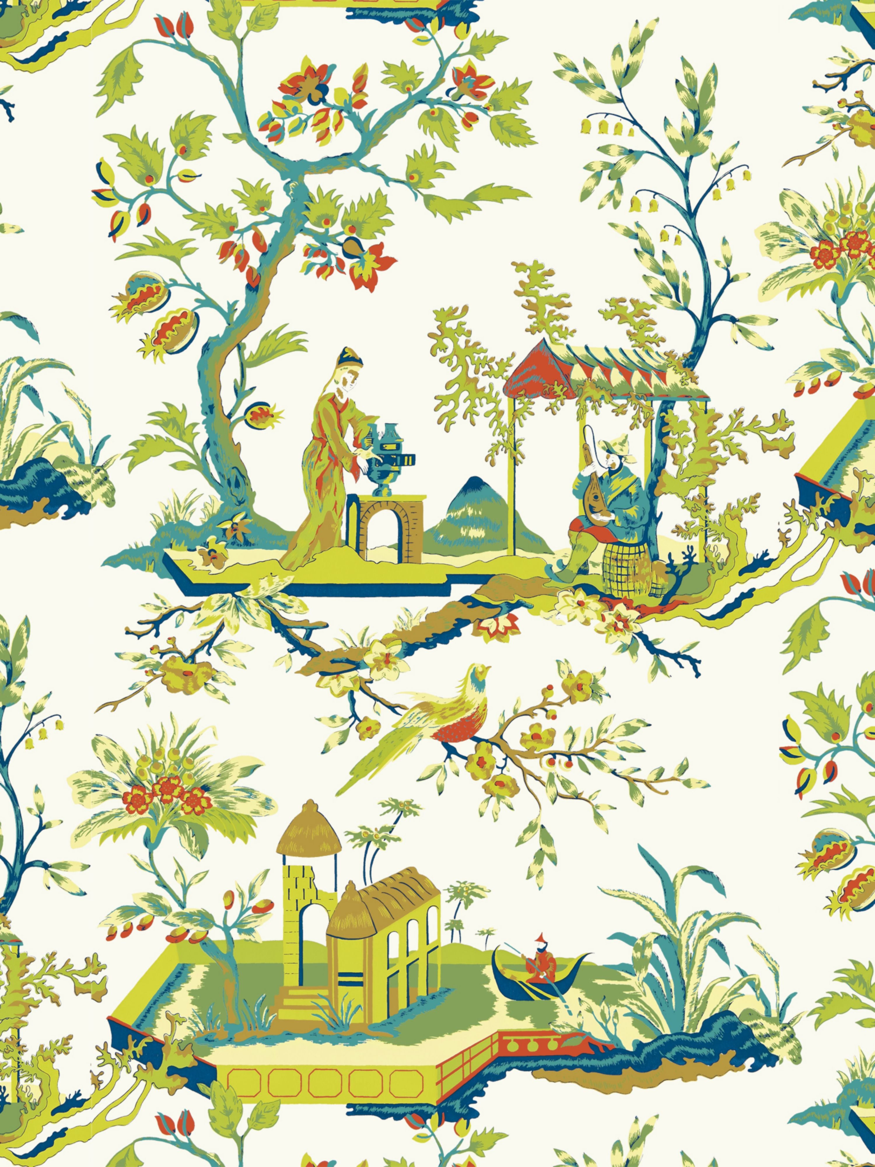 ChIn Ling wallpaper in multicolor on ivory color - pattern number SC 0011WP81212 - by Scalamandre in the collection