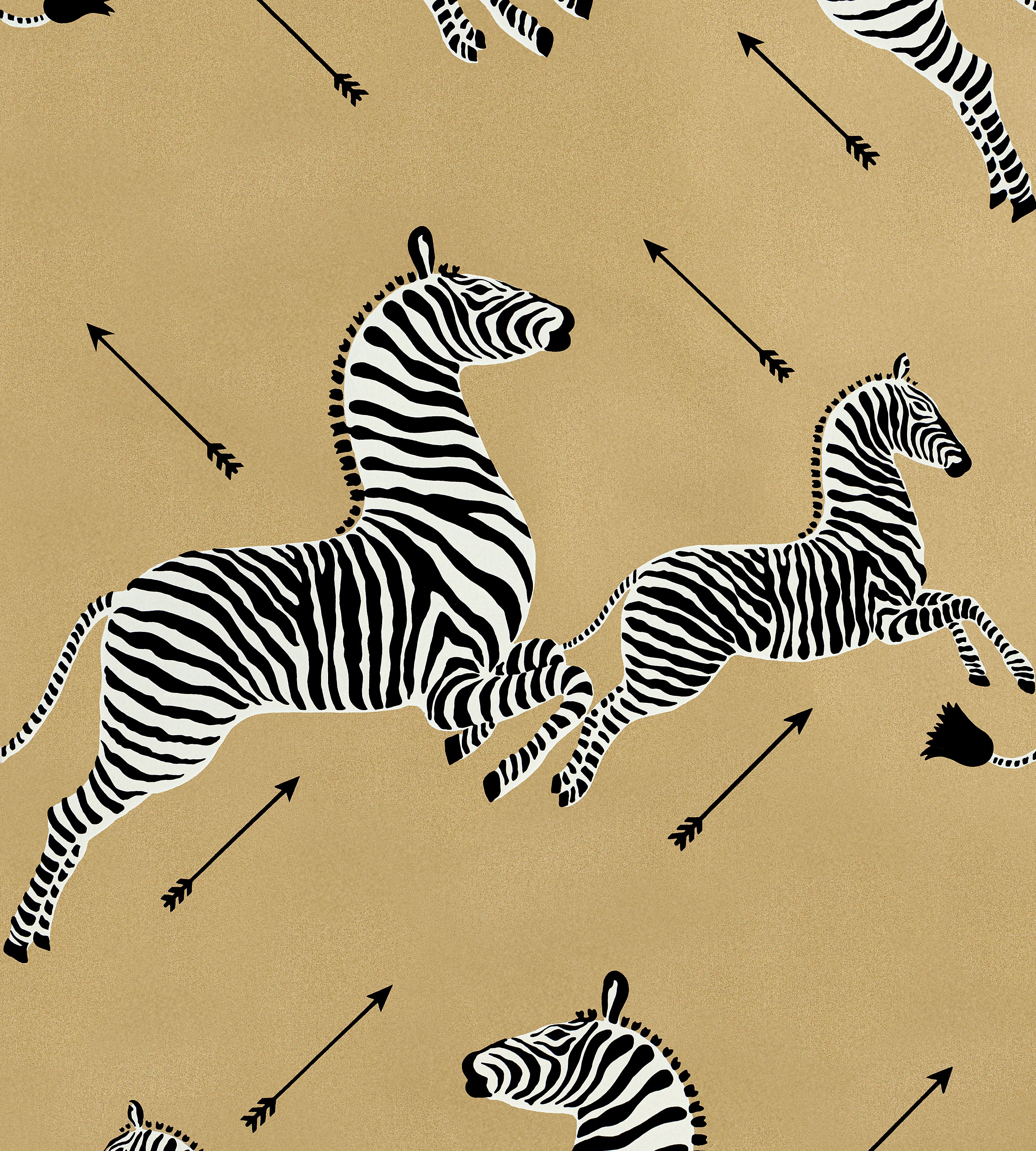 Zebras Wallpaper in gold color - pattern number SC WP81388D0011 - by Scalamandre in the collection