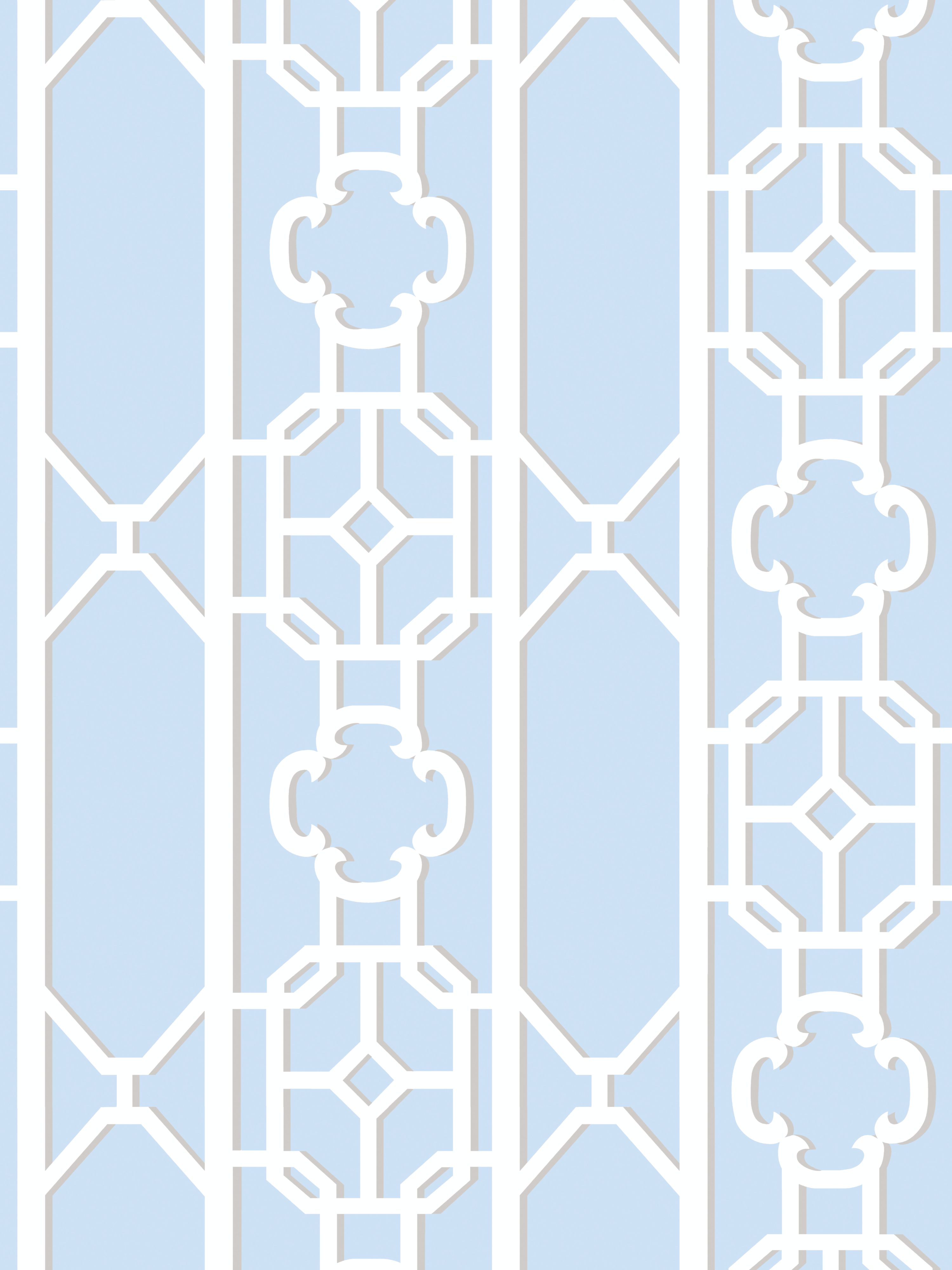 Joanna Fret wallpaper in powder blue color - pattern number SC 0012WP88582D - by Scalamandre in the collection
