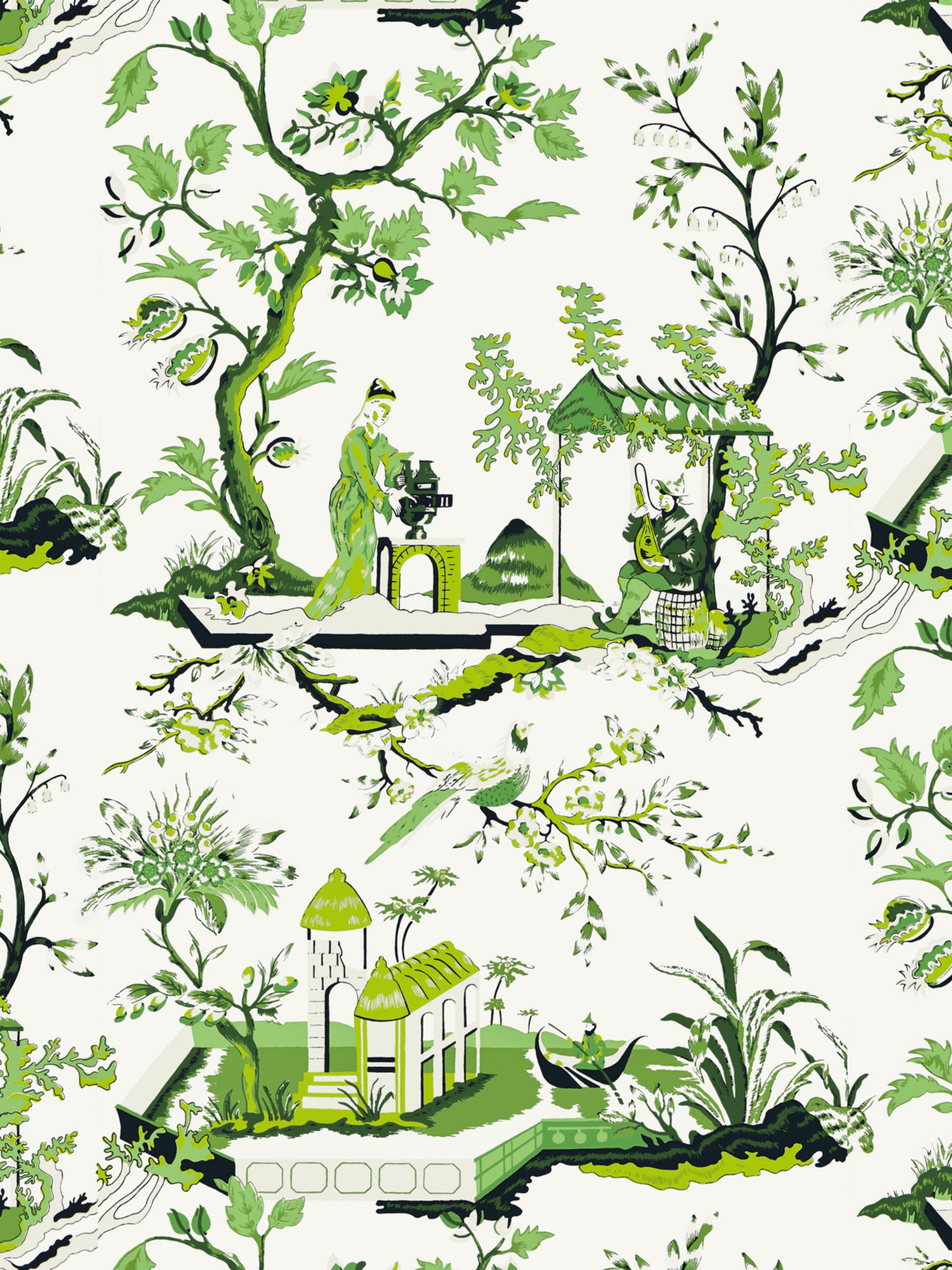 ChIn Ling wallpaper in jade color - pattern number SC 0013WP81212 - by Scalamandre in the collection