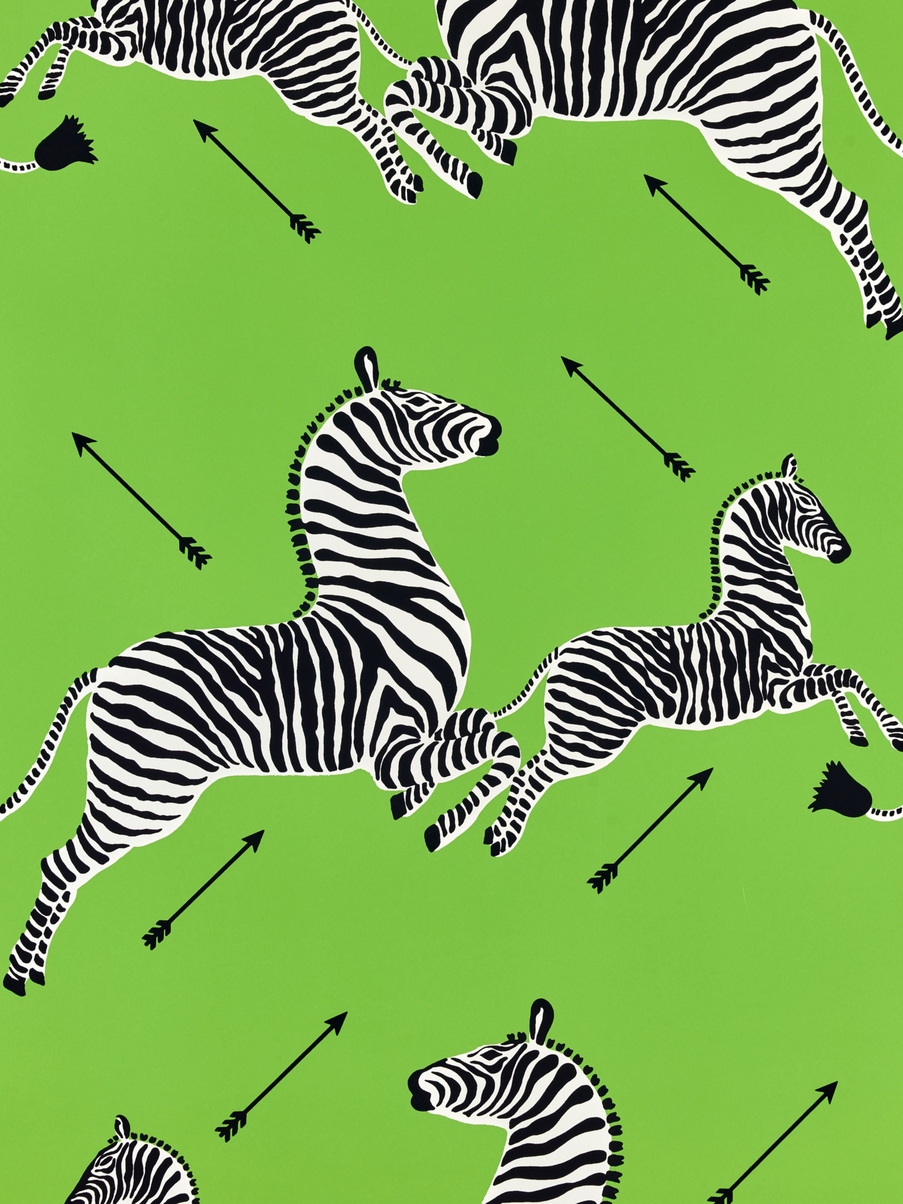 Zebras wallpaper in limelight color - pattern number SC 0015WP81388M - by Scalamandre in the collection