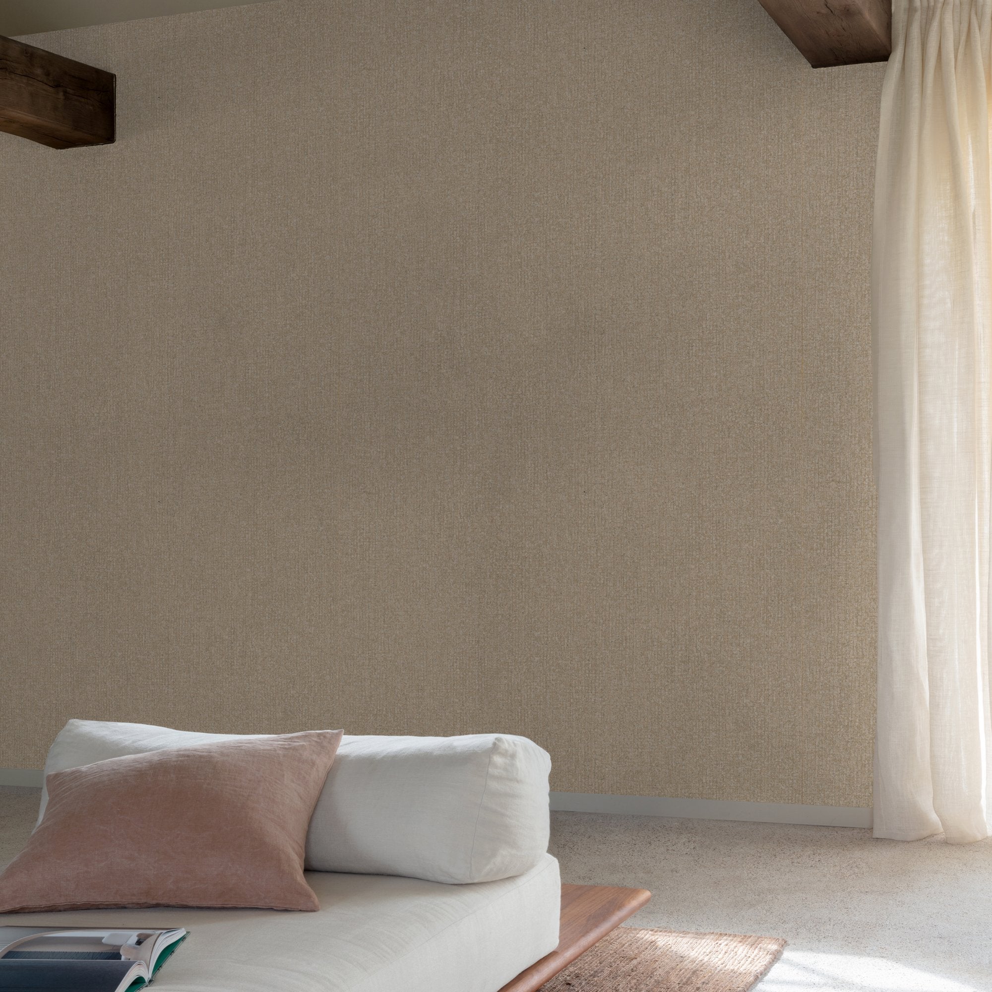 Stone plain Wallpaper in beige color - pattern number SF1106 - by Grandeco in the Surfaces collection