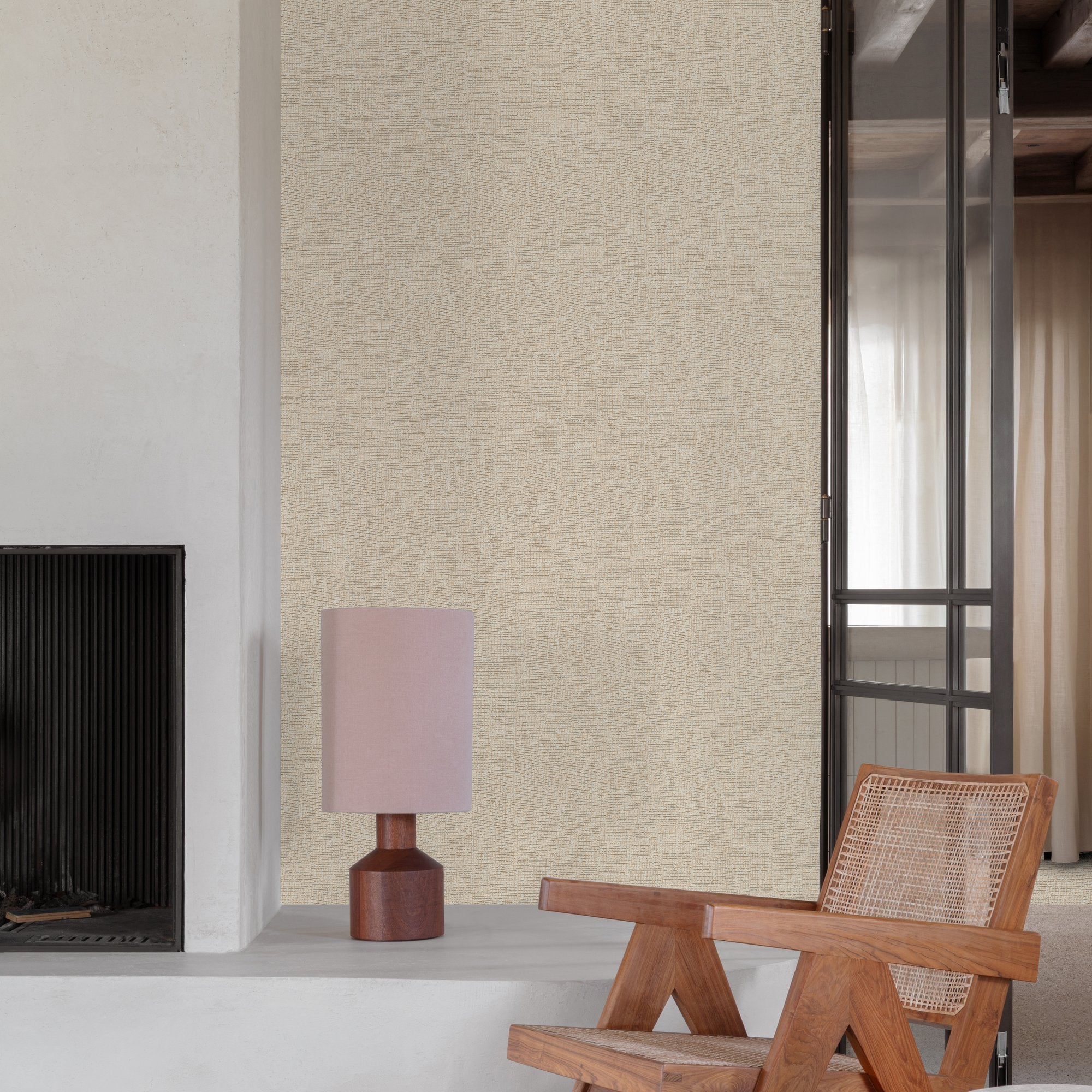 Faux Unis Natural Wallpaper in beige color - pattern number SF1213 - by Grandeco in the Surfaces collection