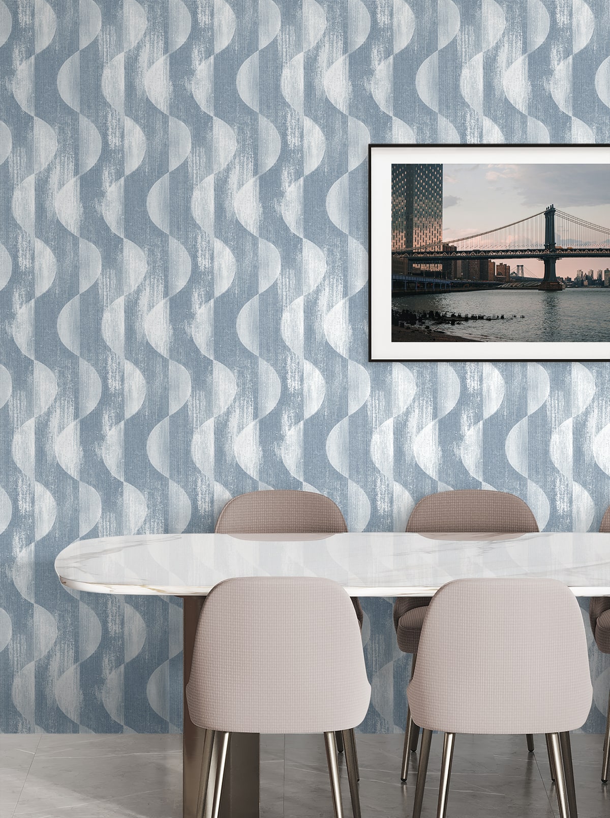 Half Circles Peel and Stick wallpaper in blue color - pattern number SG12702 - by NextWall in the Peel and Stick Wallpaper by Stacy Garcia Sojourn Collection 5 collection