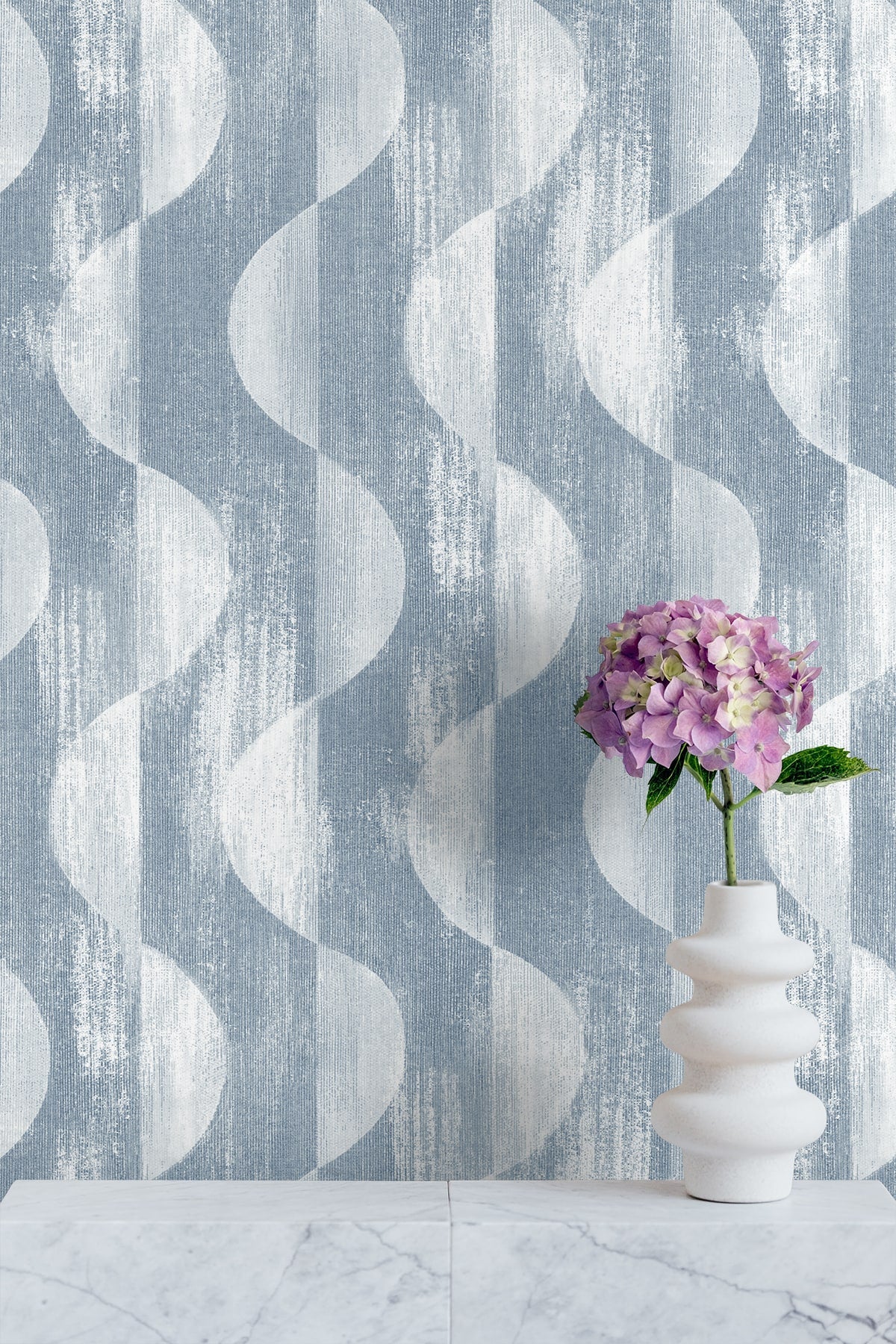 Half Circles Peel and Stick wallpaper in blue color - pattern number SG12702 - by NextWall in the Peel and Stick Wallpaper by Stacy Garcia Sojourn Collection 5 collection