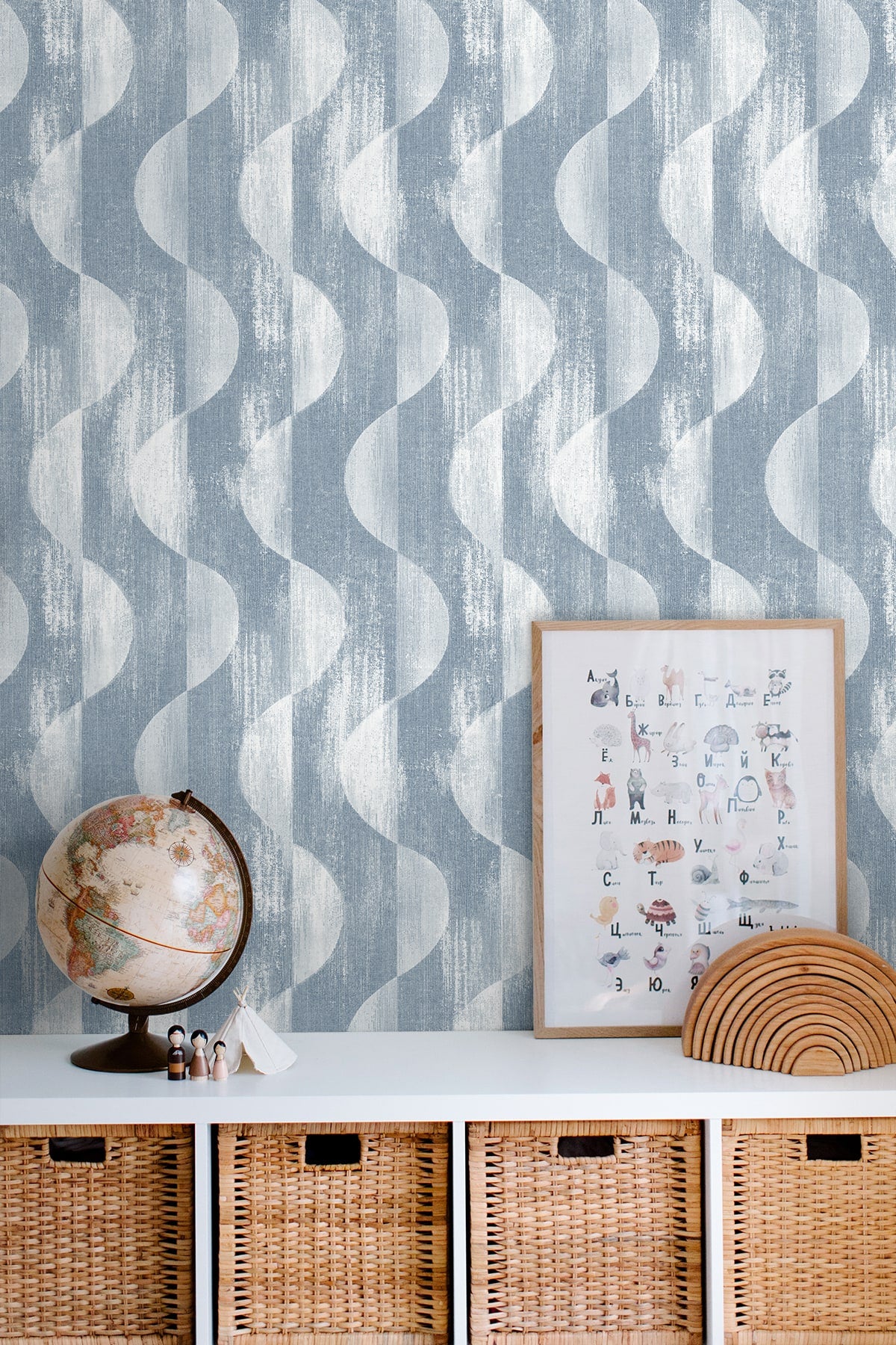 Half Circles Peel and Stick wallpaper in blue color - pattern number SG12702 - by NextWall in the Peel and Stick Wallpaper by Stacy Garcia Sojourn Collection 5 collection