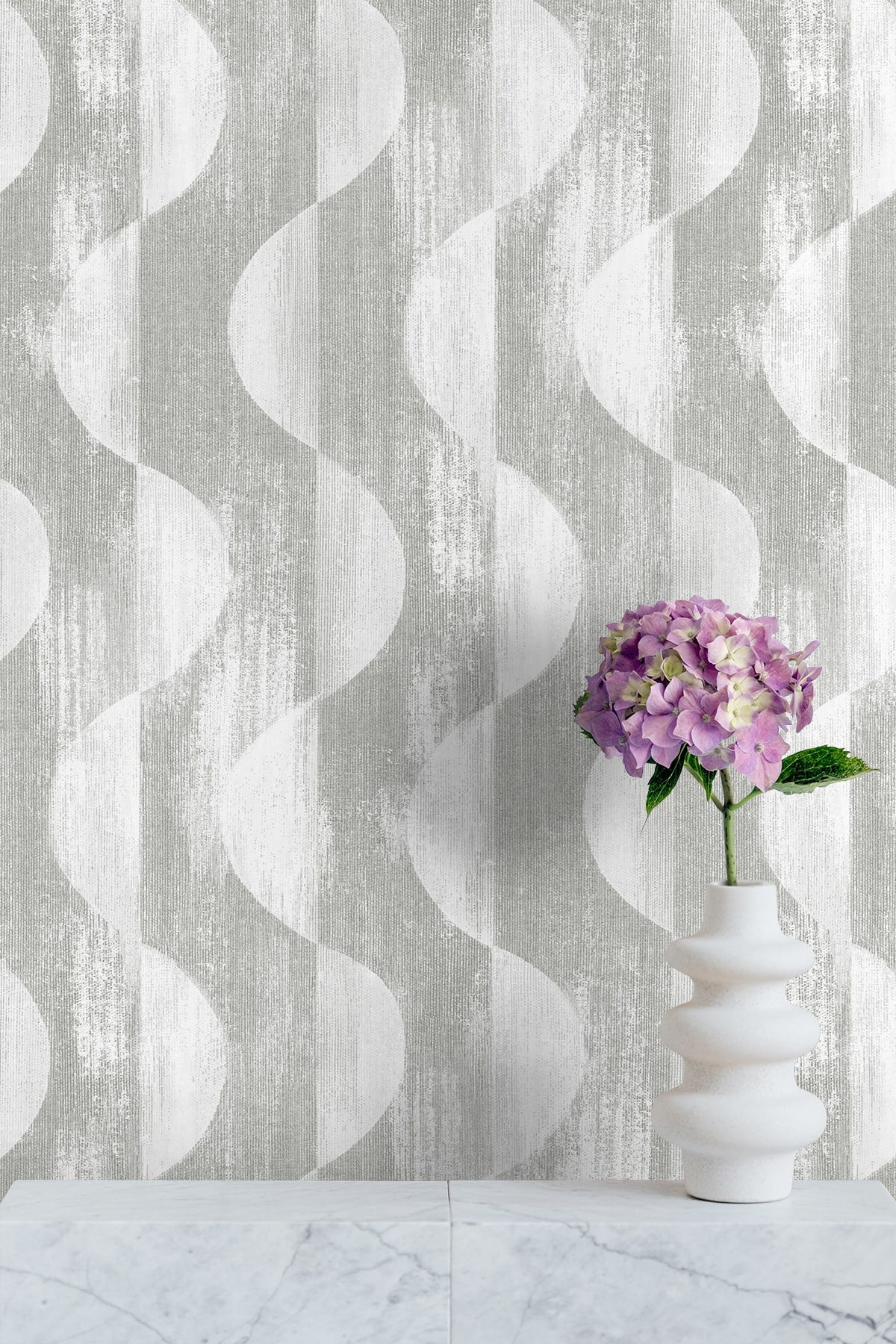 Half Circles Peel and Stick wallpaper in grey color - pattern number SG12708 - by NextWall in the Peel and Stick Wallpaper by Stacy Garcia Sojourn Collection 5 collection