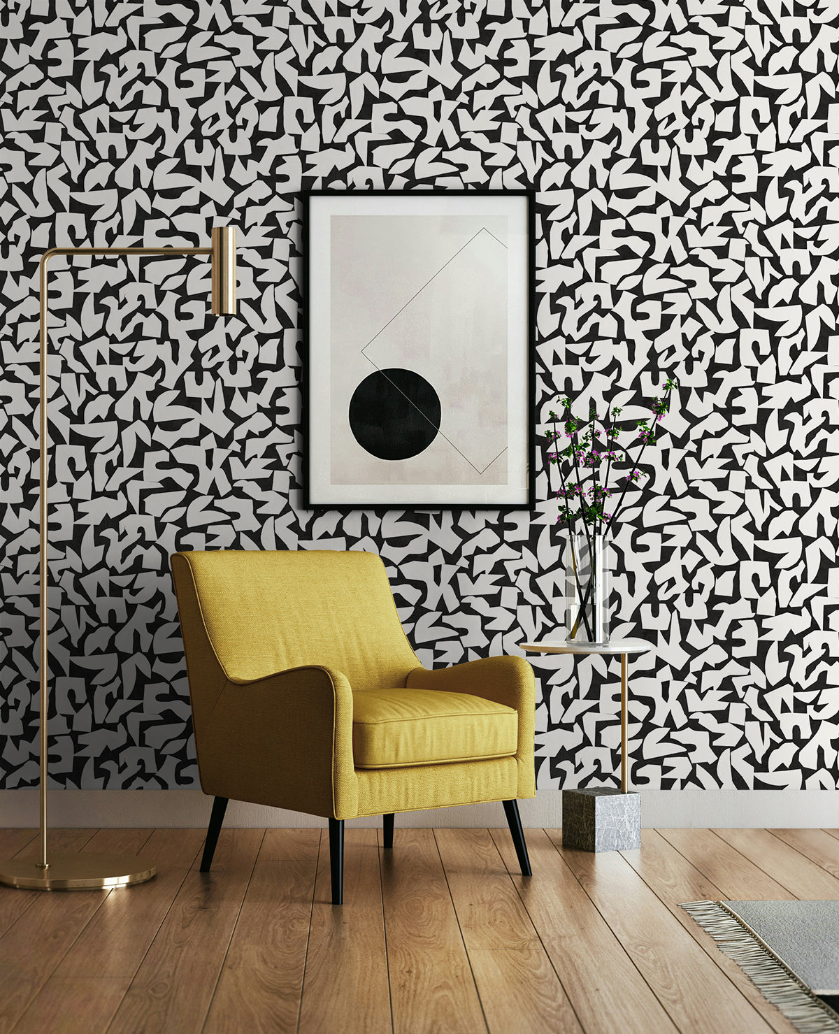 Graphic Geo Peel and Stick wallpaper in black color - pattern number SG12800 - by NextWall in the Peel and Stick Wallpaper by Stacy Garcia Sojourn Collection 5 collection