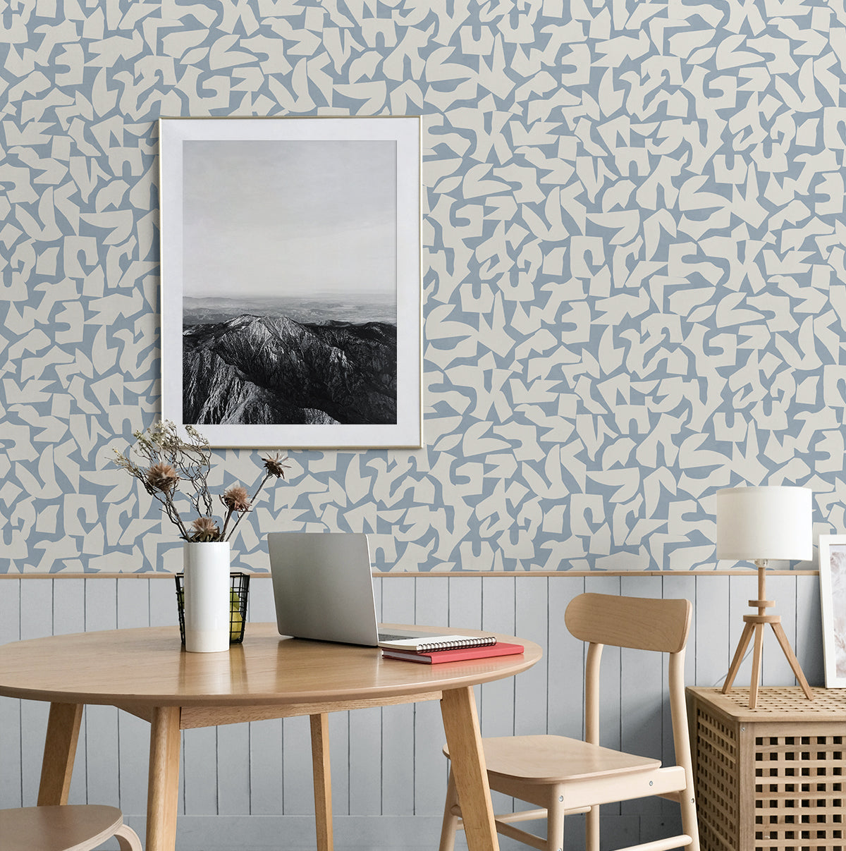 Graphic Geo Peel and Stick wallpaper in blue color - pattern number SG12802 - by NextWall in the Peel and Stick Wallpaper by Stacy Garcia Sojourn Collection 5 collection