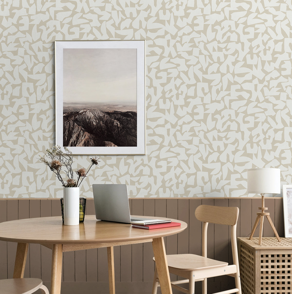 Graphic Geo Peel and Stick wallpaper in beige color - pattern number SG12805 - by NextWall in the Peel and Stick Wallpaper by Stacy Garcia Sojourn Collection 5 collection