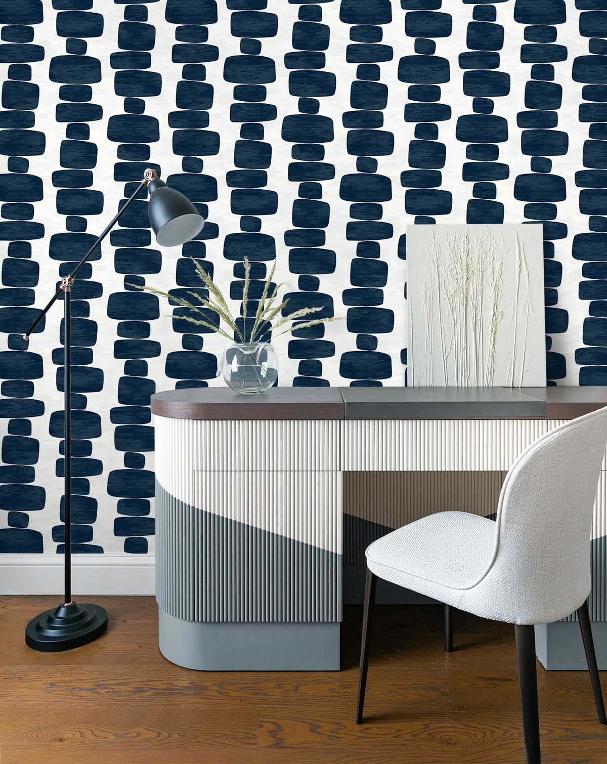 Stripe Block Peel and Stick wallpaper in blue color - pattern number SG12902 - by NextWall in the Peel and Stick Wallpaper by Stacy Garcia Sojourn Collection 5 collection