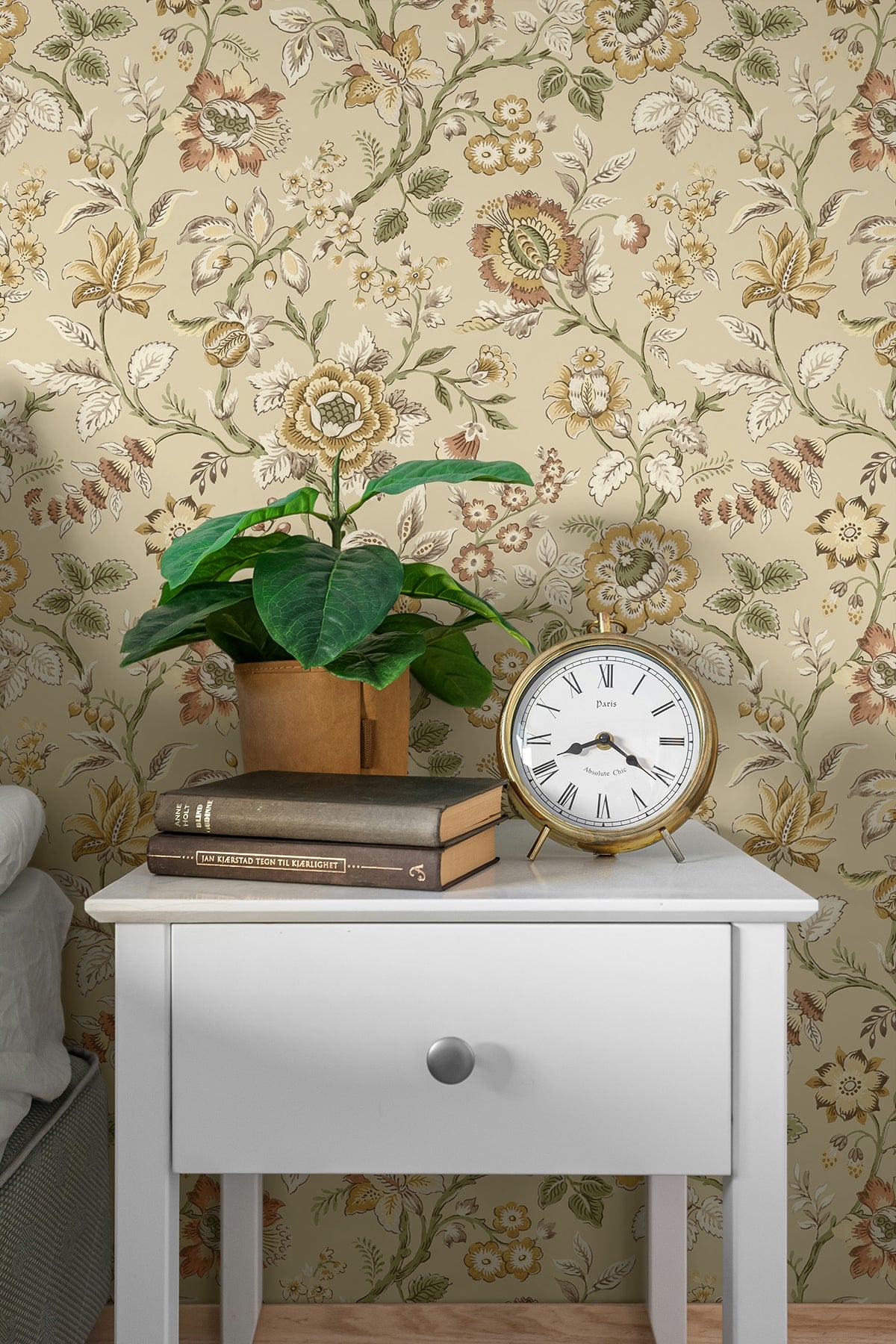 Jacobean Floral Trail Peel and Stick wallpaper in latte color - pattern number SG13006 - by NextWall in the Peel and Stick Wallpaper by Stacy Garcia Sojourn Collection 6 collection