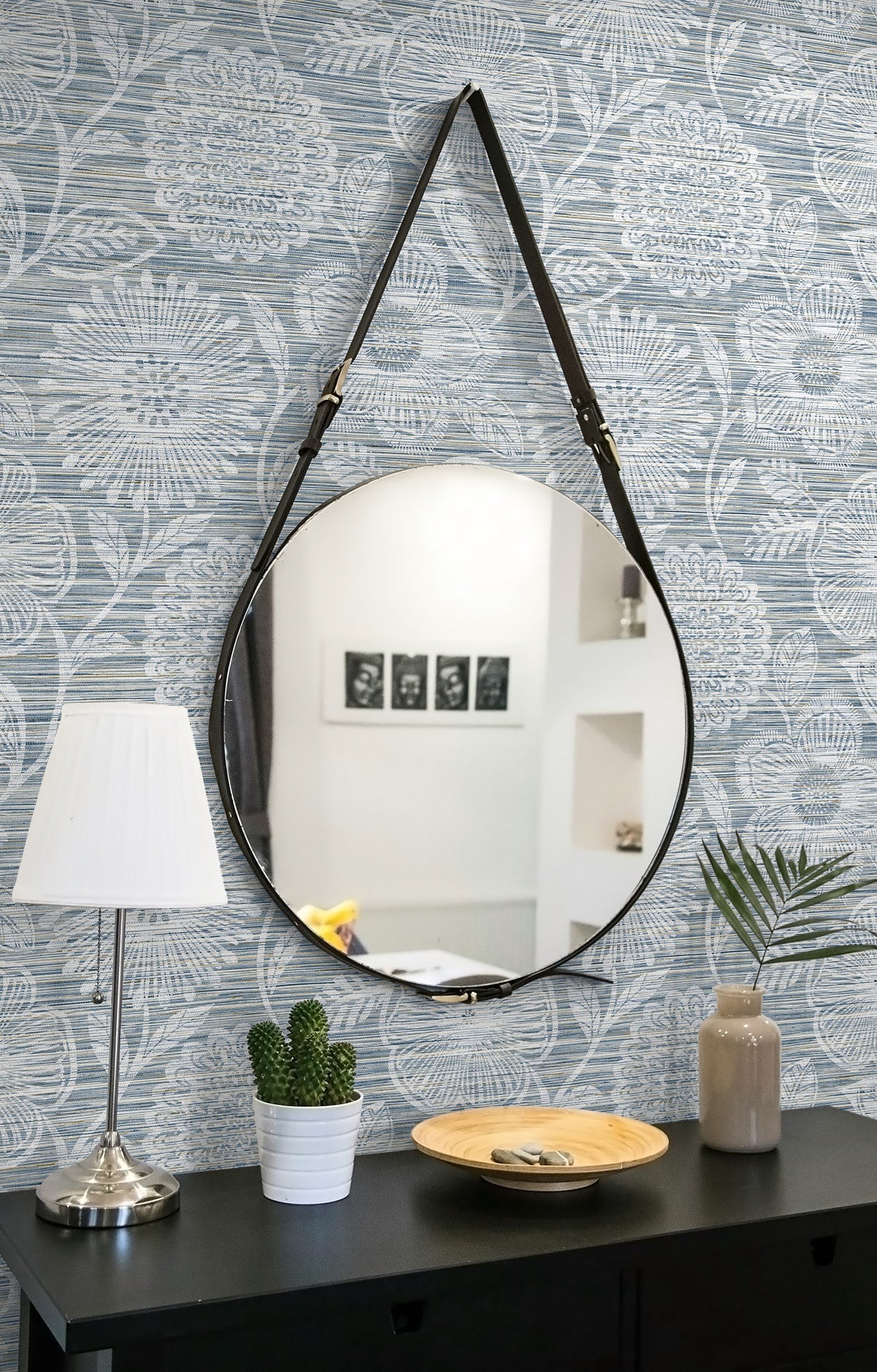 Faux Grass Floral Peel and Stick wallpaper in bluestone color - pattern number SG13302 - by NextWall in the Peel and Stick Wallpaper by Stacy Garcia Sojourn Collection 6 collection