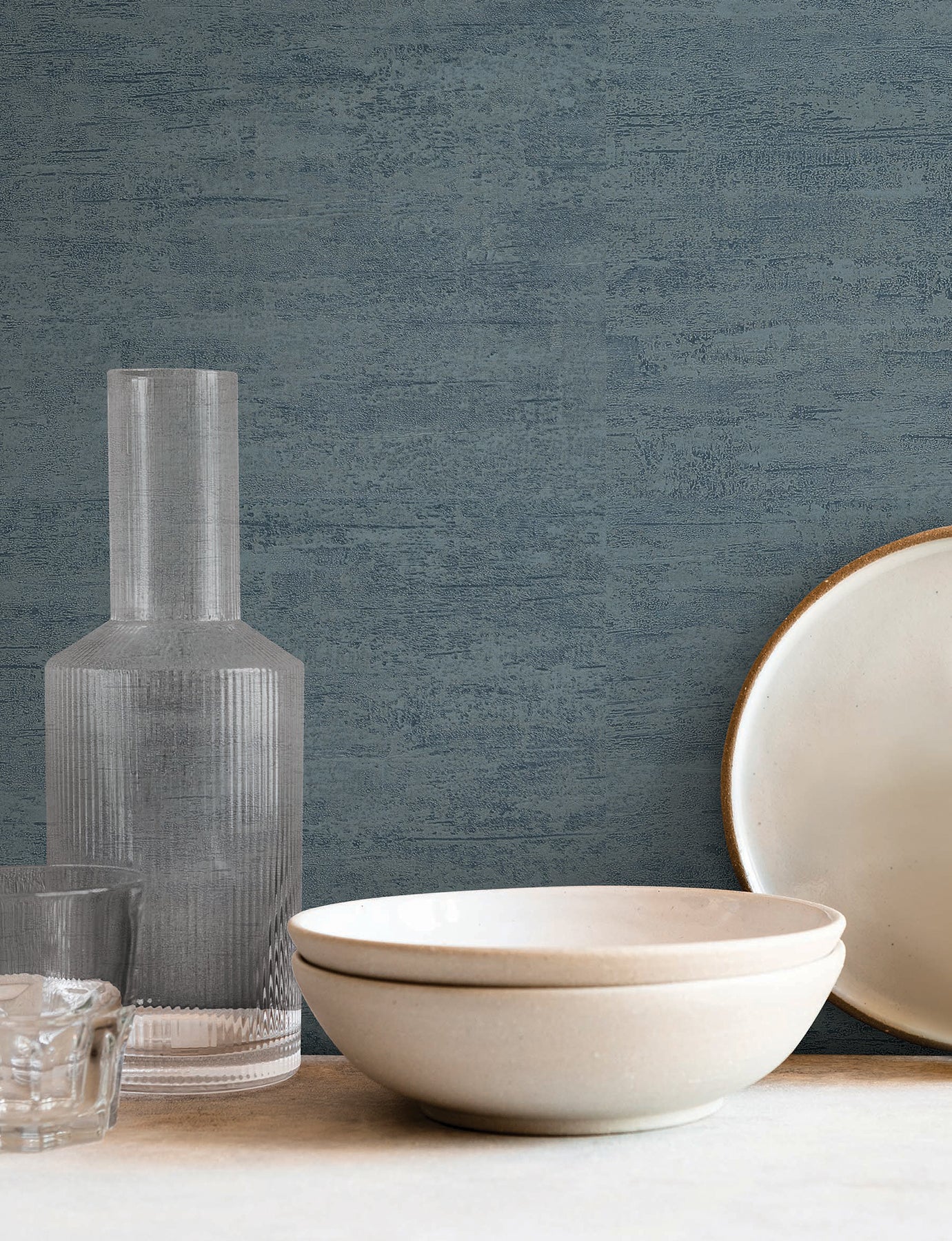 Weathered Stucco wallpaper in dusty blue color - pattern number SI25752 - by York in the Signature Textures Resource Library Third Edition collection