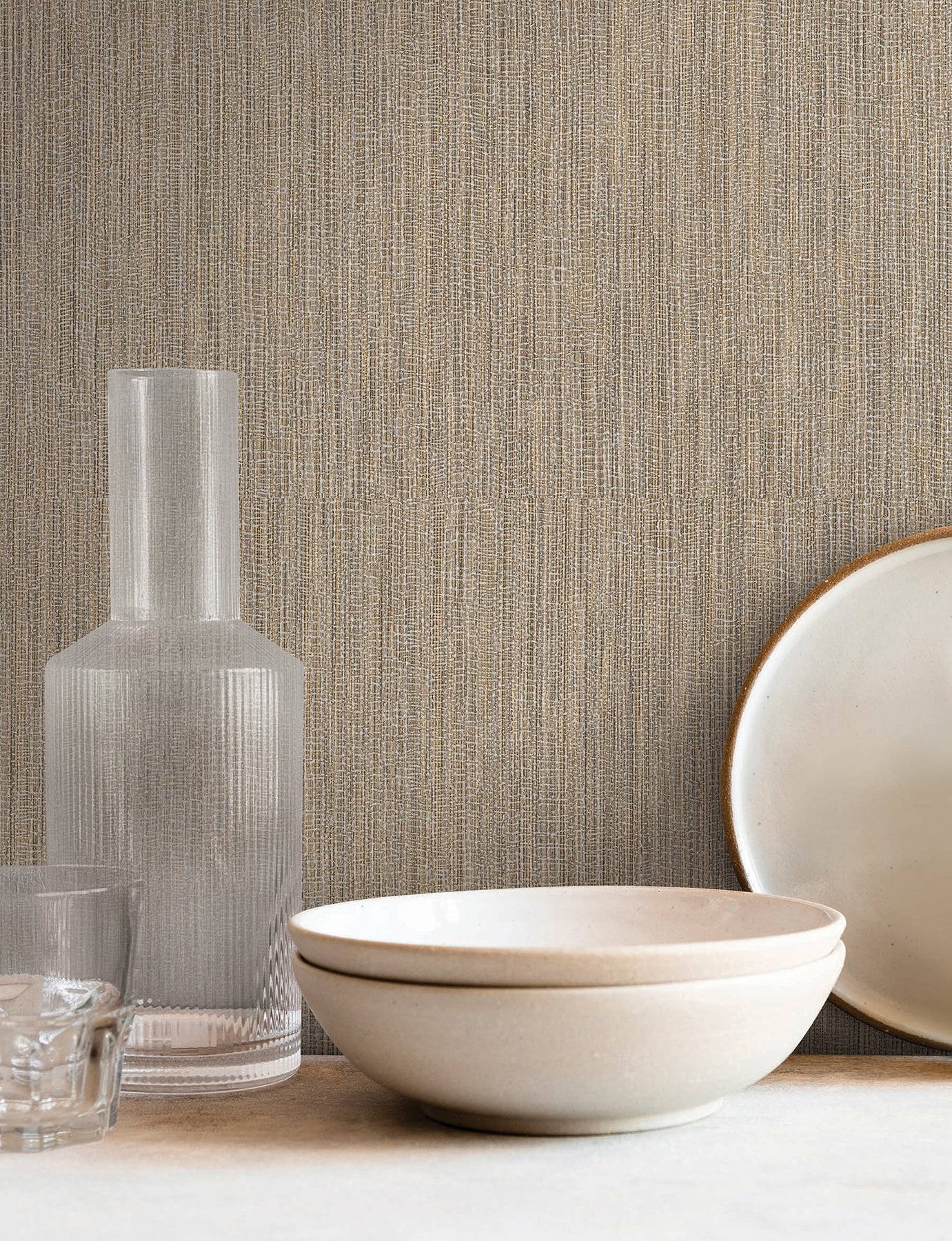 Washed Ramie wallpaper in oyster color - pattern number SI25851 - by York in the Signature Textures Resource Library Third Edition collection