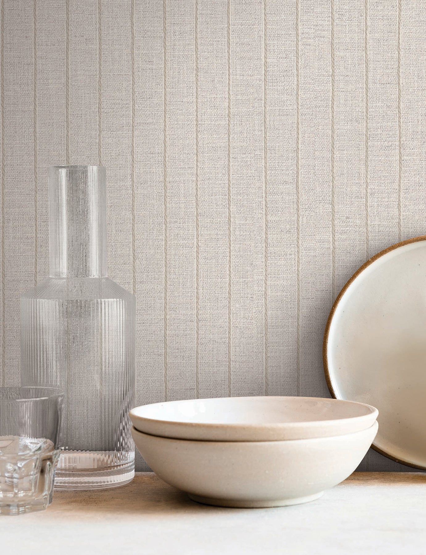 Cording Stripe wallpaper in pearl color - pattern number SI26121 - by York in the Signature Textures Resource Library Third Edition collection