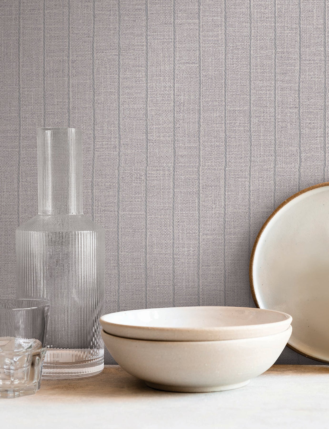 Cording Stripe wallpaper in dove grey color - pattern number SI26127 - by York in the Signature Textures Resource Library Third Edition collection