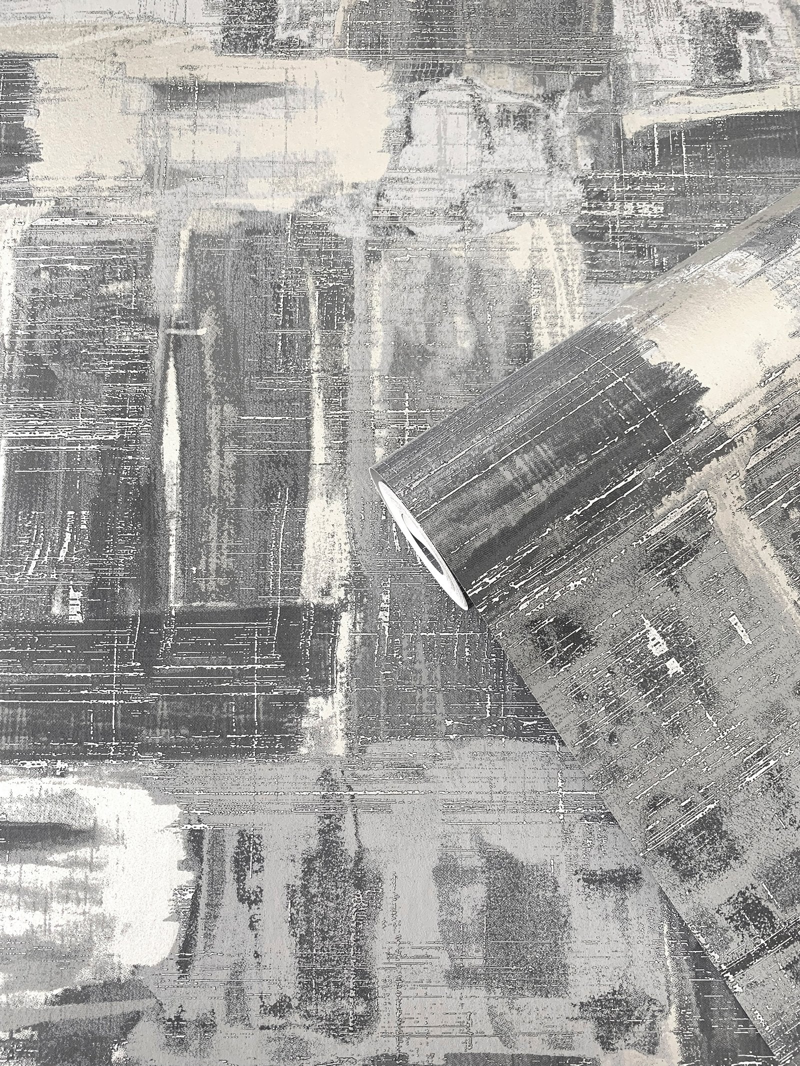 Abstract wallpaper in silver grey color - pattern number SM0605 - by Galerie in the Lustre collection