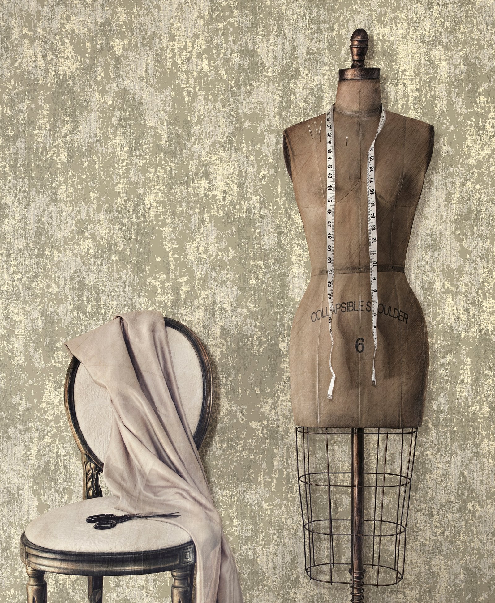Concrete wallpaper in gold color - pattern number SR28103 - by Galerie in the Lustre collection