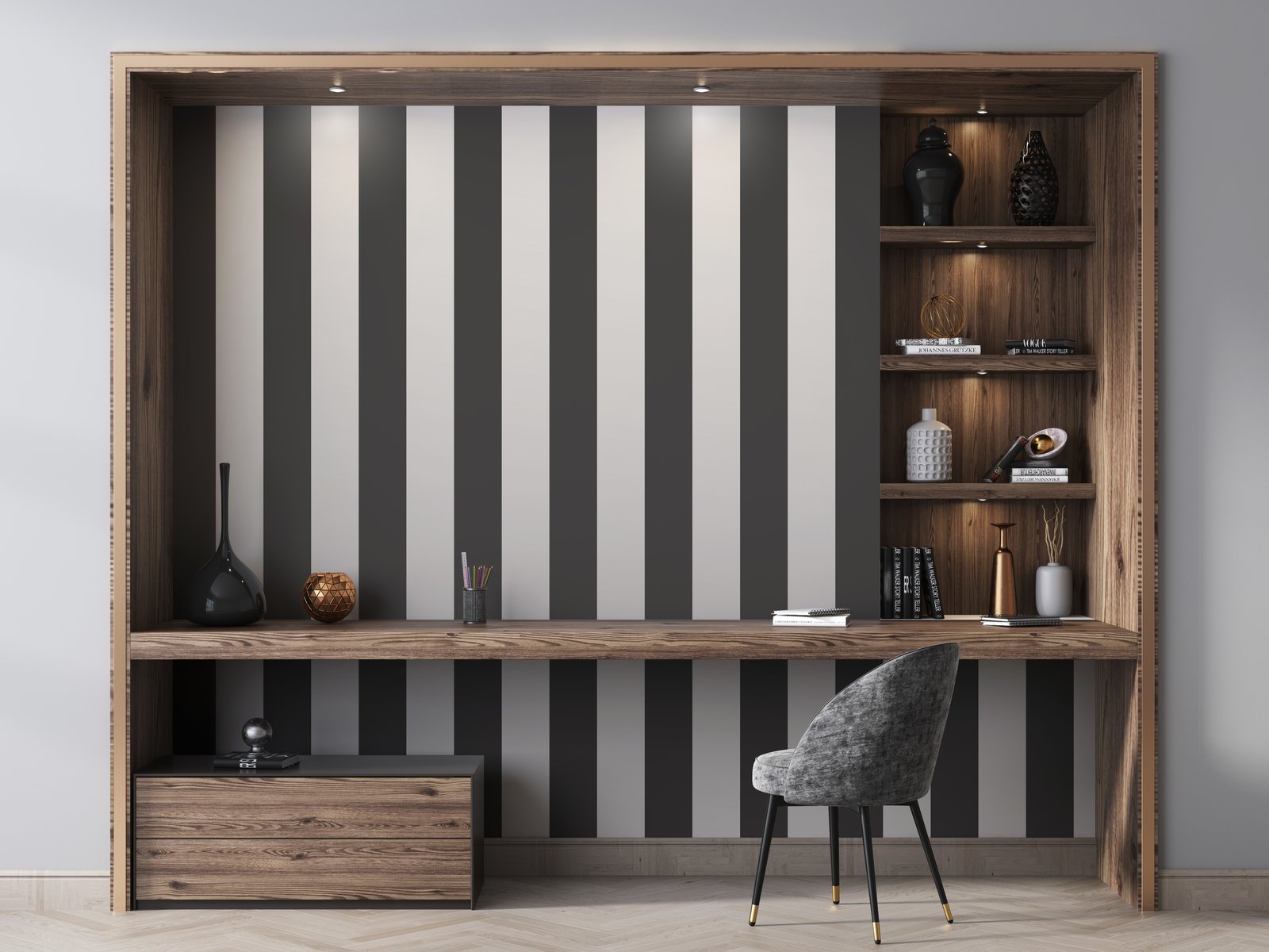 Wide Stripe Black wallpaper in black color - pattern number SS21235 - by Galerie in the Style Sisters collection