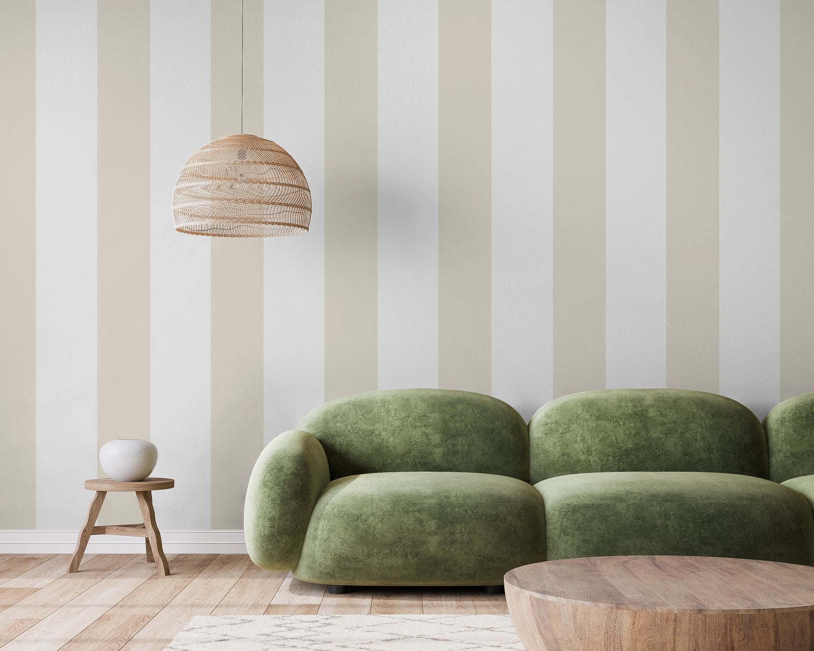 Half Stripe Natural wallpaper in beige color - pattern number SS21236 - by Galerie in the Style Sisters collection