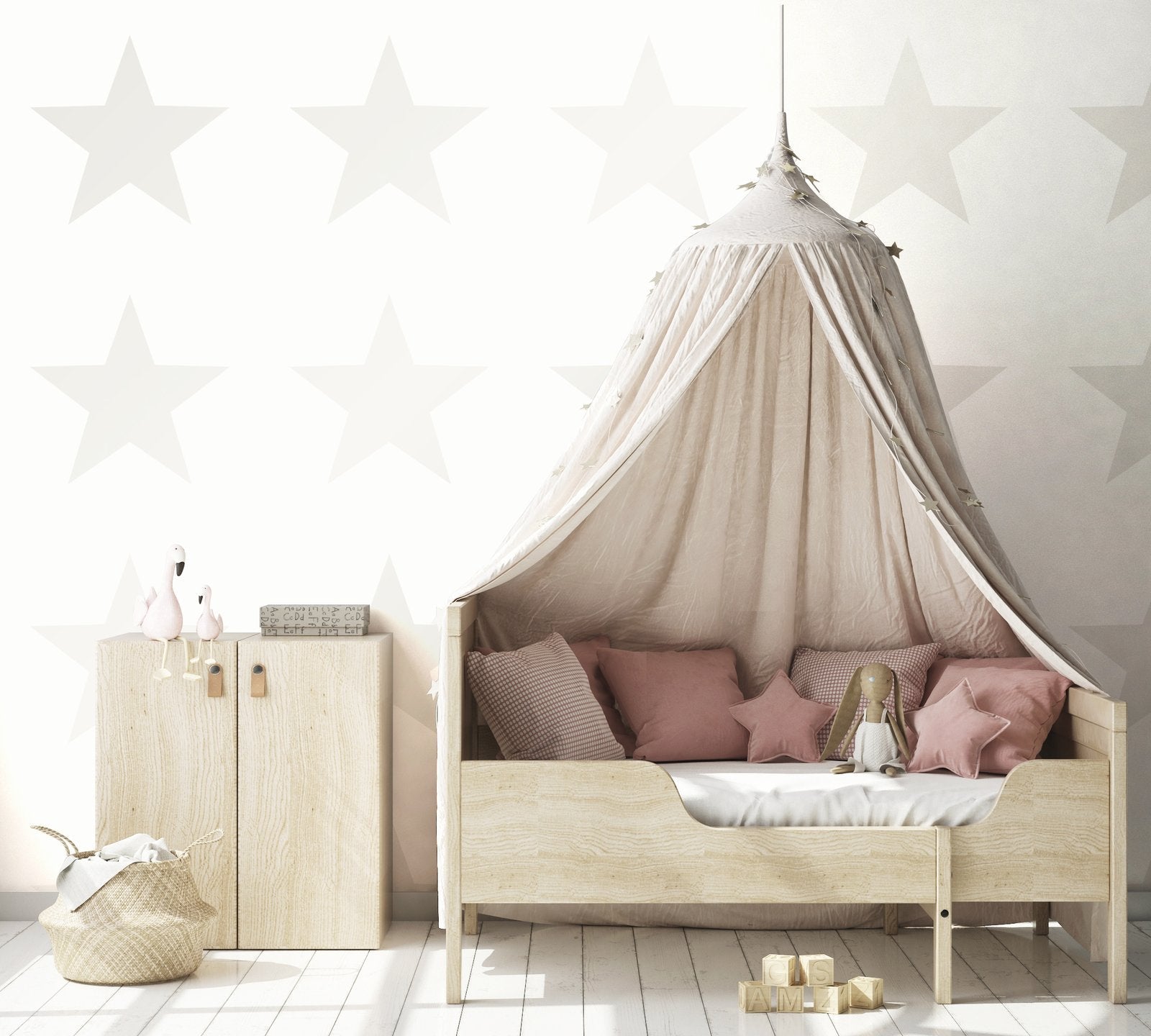 Single Star Pearl wallpaper in white color - pattern number SS21247 - by Galerie in the Style Sisters collection