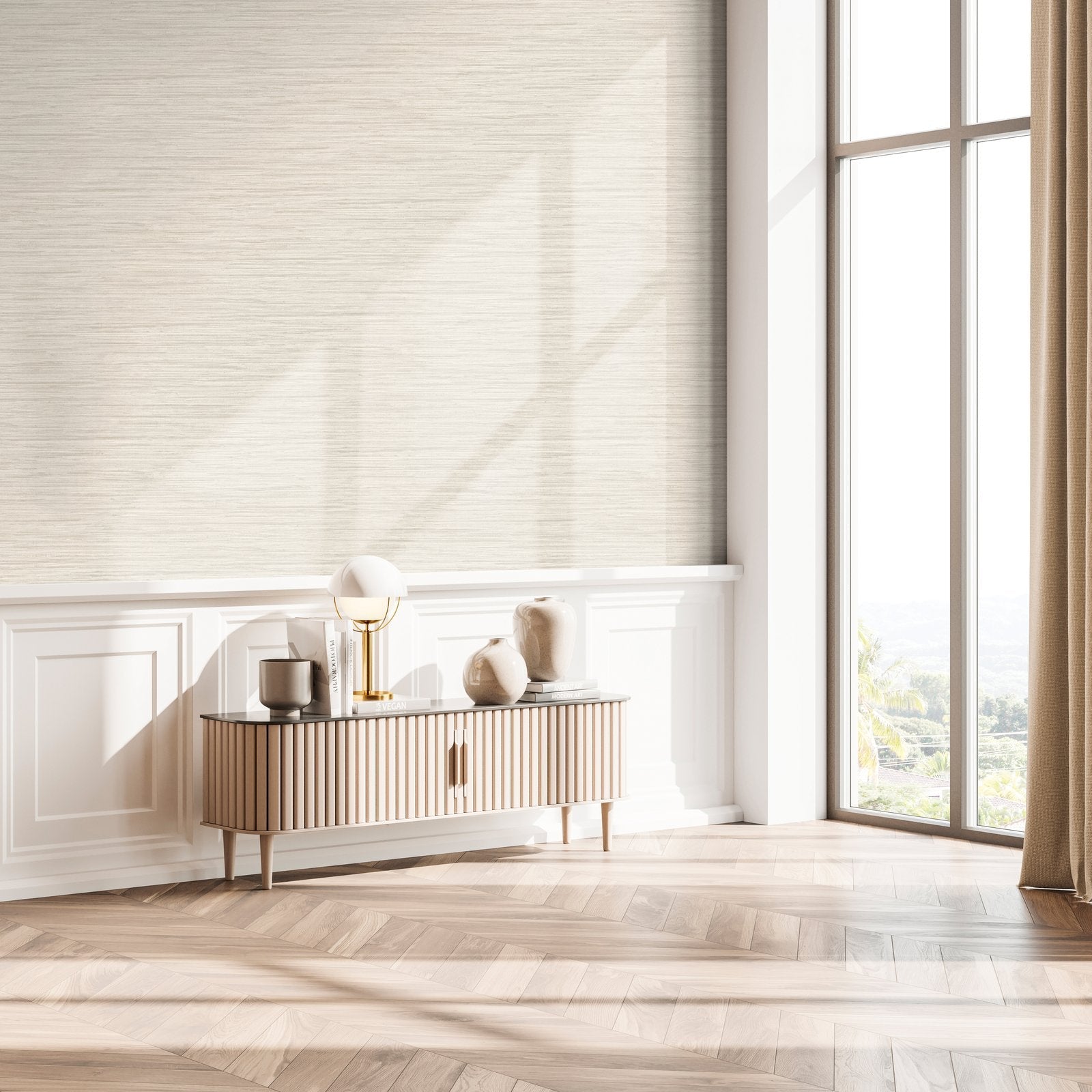 Grasscloth Natural wallpaper in beige color - pattern number SS21250 - by Galerie in the Style Sisters collection