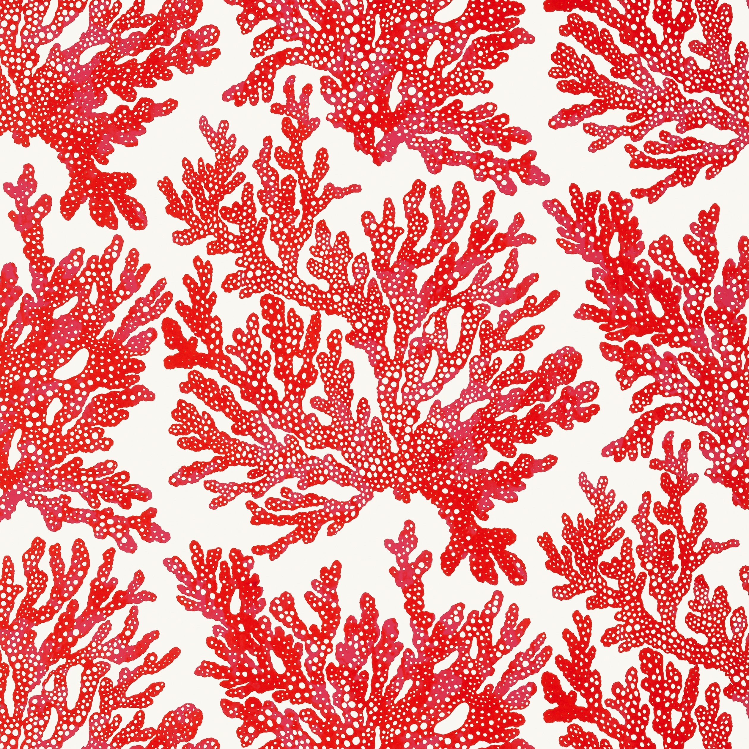 Marine Coral fabric in coral color - pattern number T10120 - by Thibaut in the Tropics collection