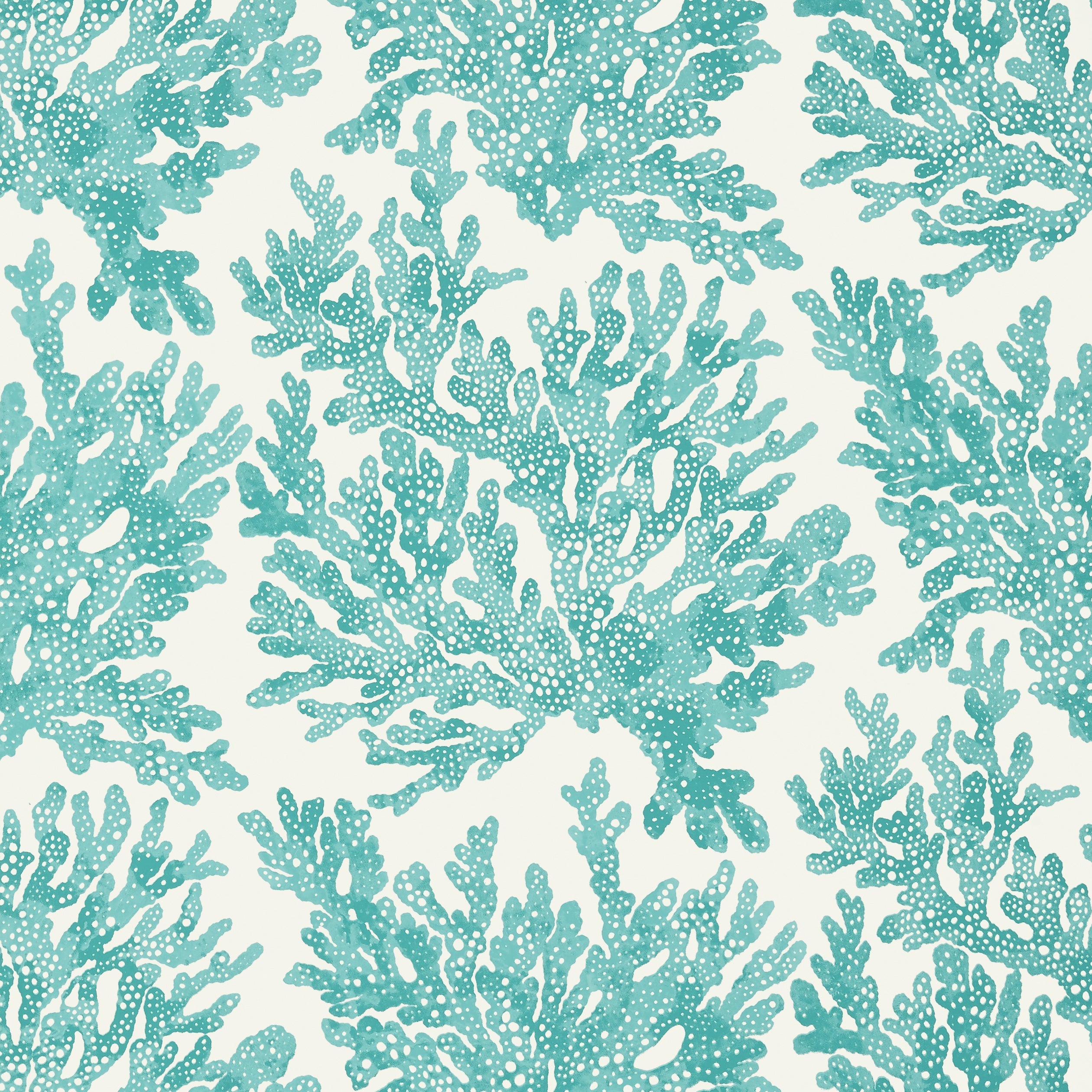 Marine Coral fabric in turquoise color - pattern number T10121 - by Thibaut in the Tropics collection