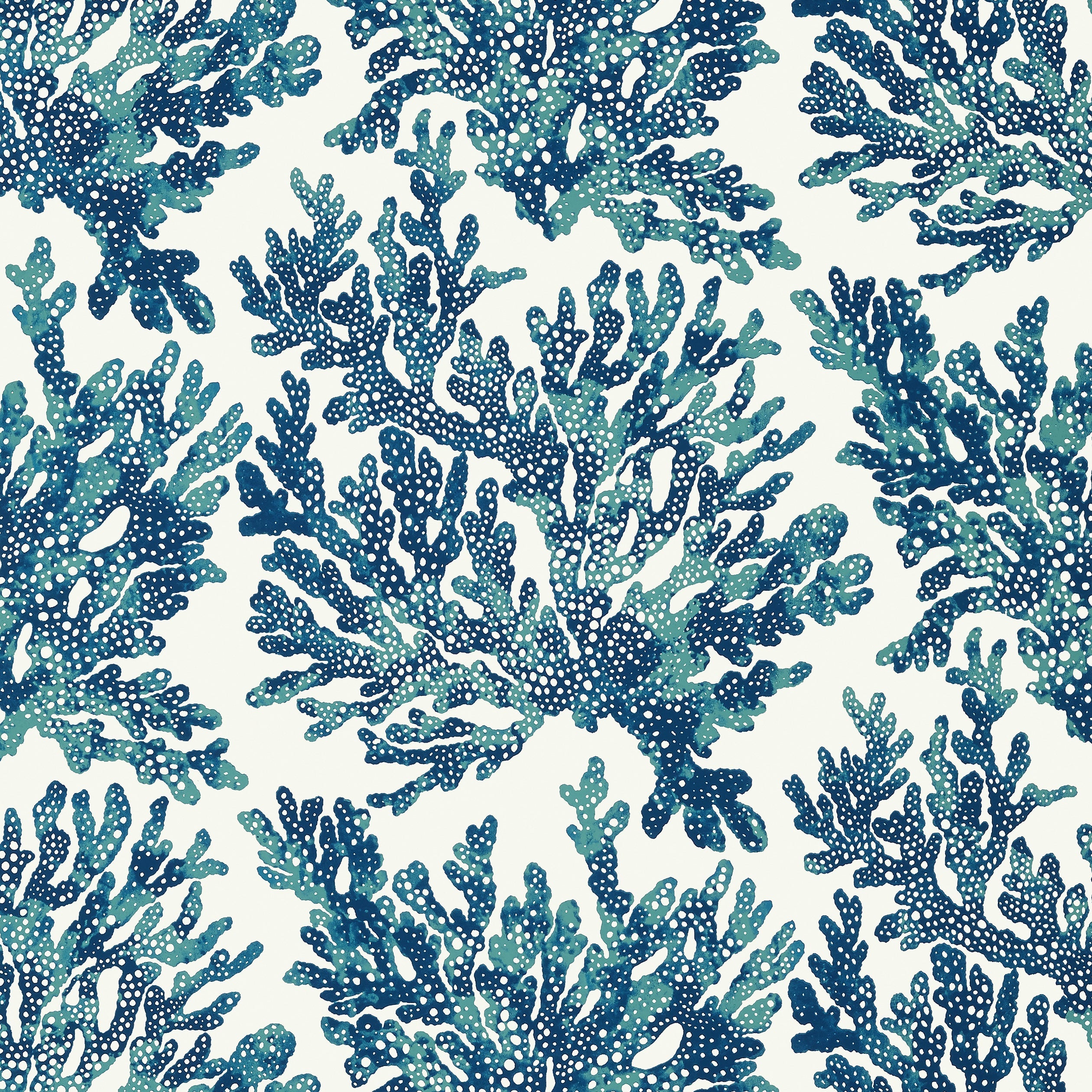 Marine Coral fabric in navy color - pattern number T10124 - by Thibaut in the Tropics collection