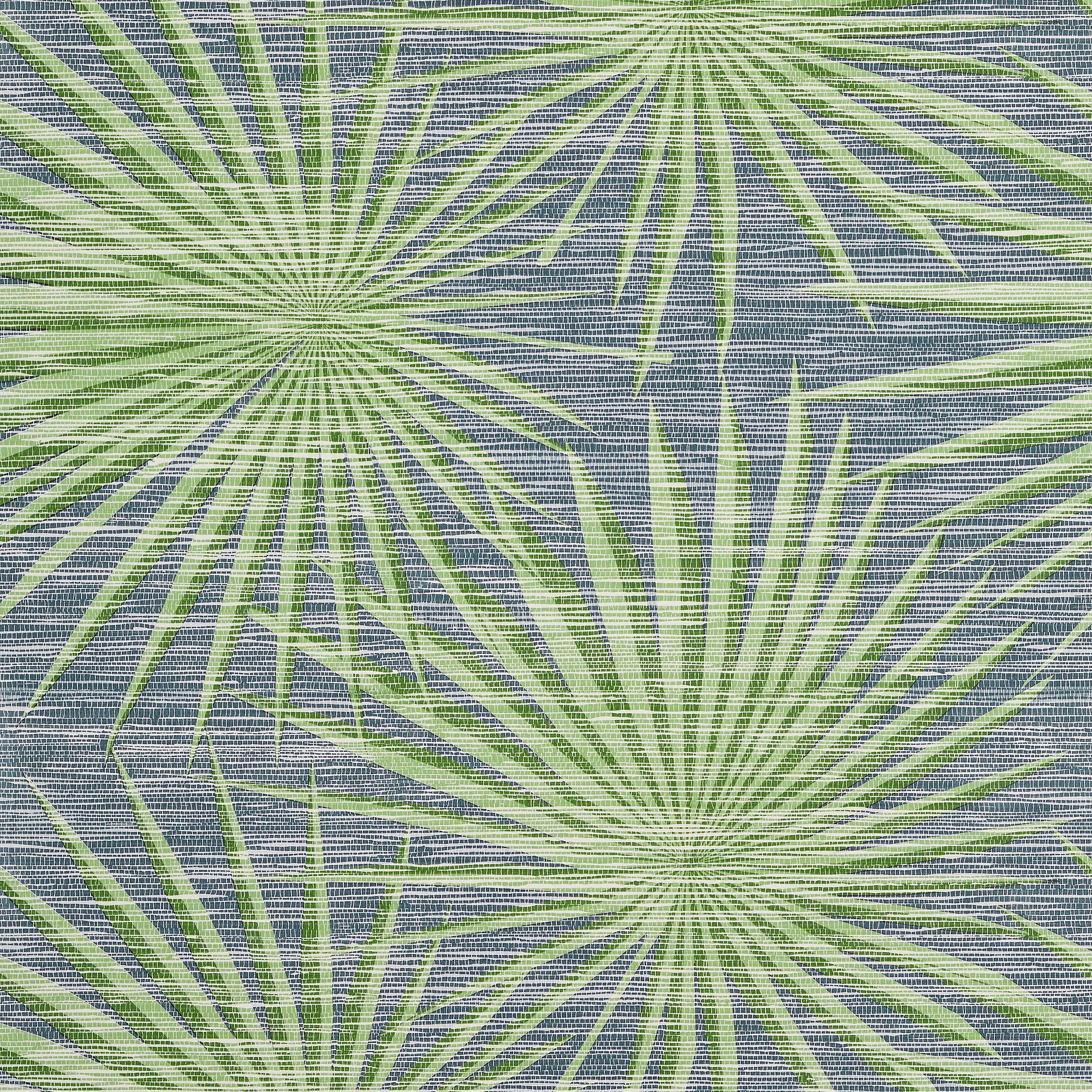 Palm Frond fabric in navy and green color - pattern number T10141 - by Thibaut in the Tropics collection
