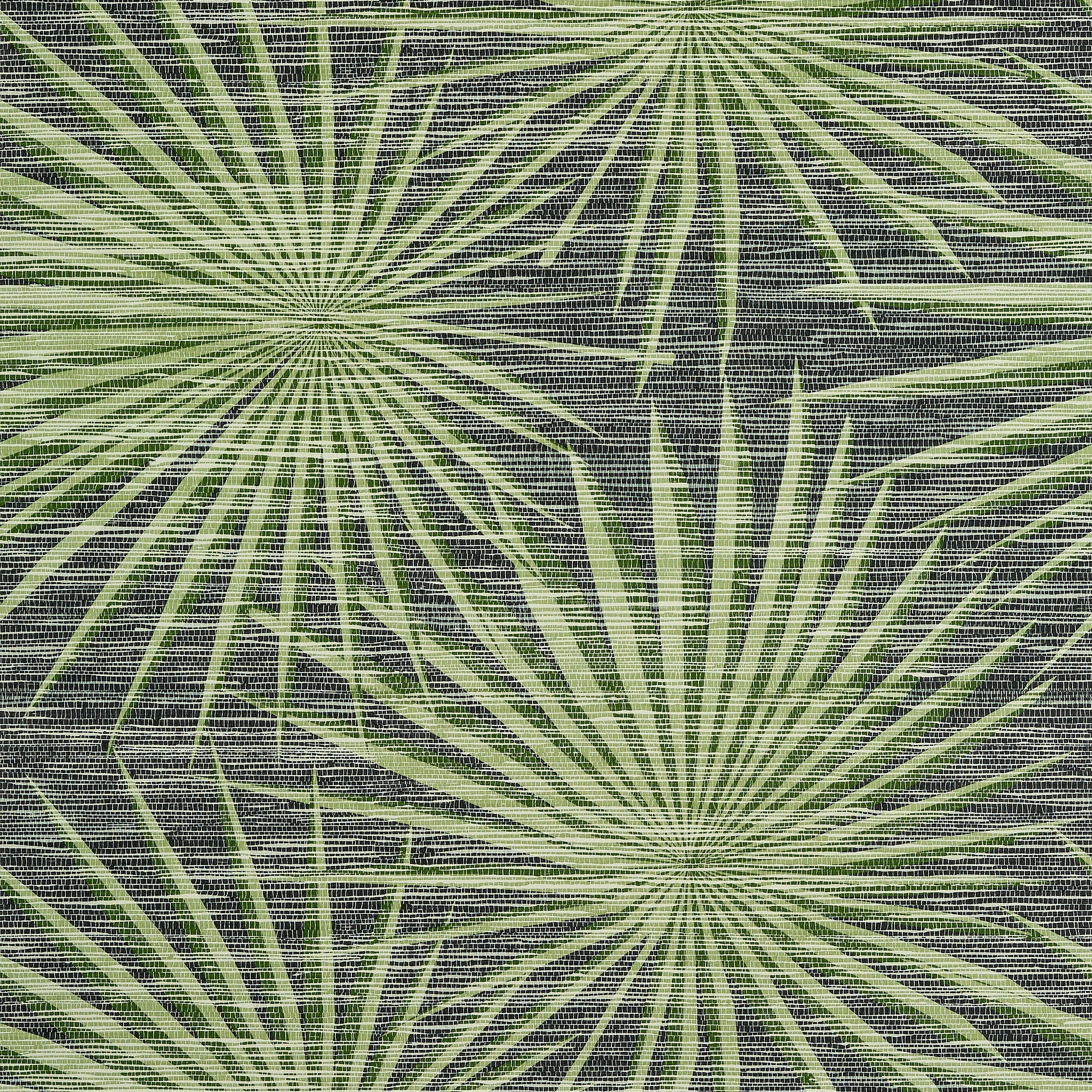 Palm Frond fabric in black and green color - pattern number T10143 - by Thibaut in the Tropics collection