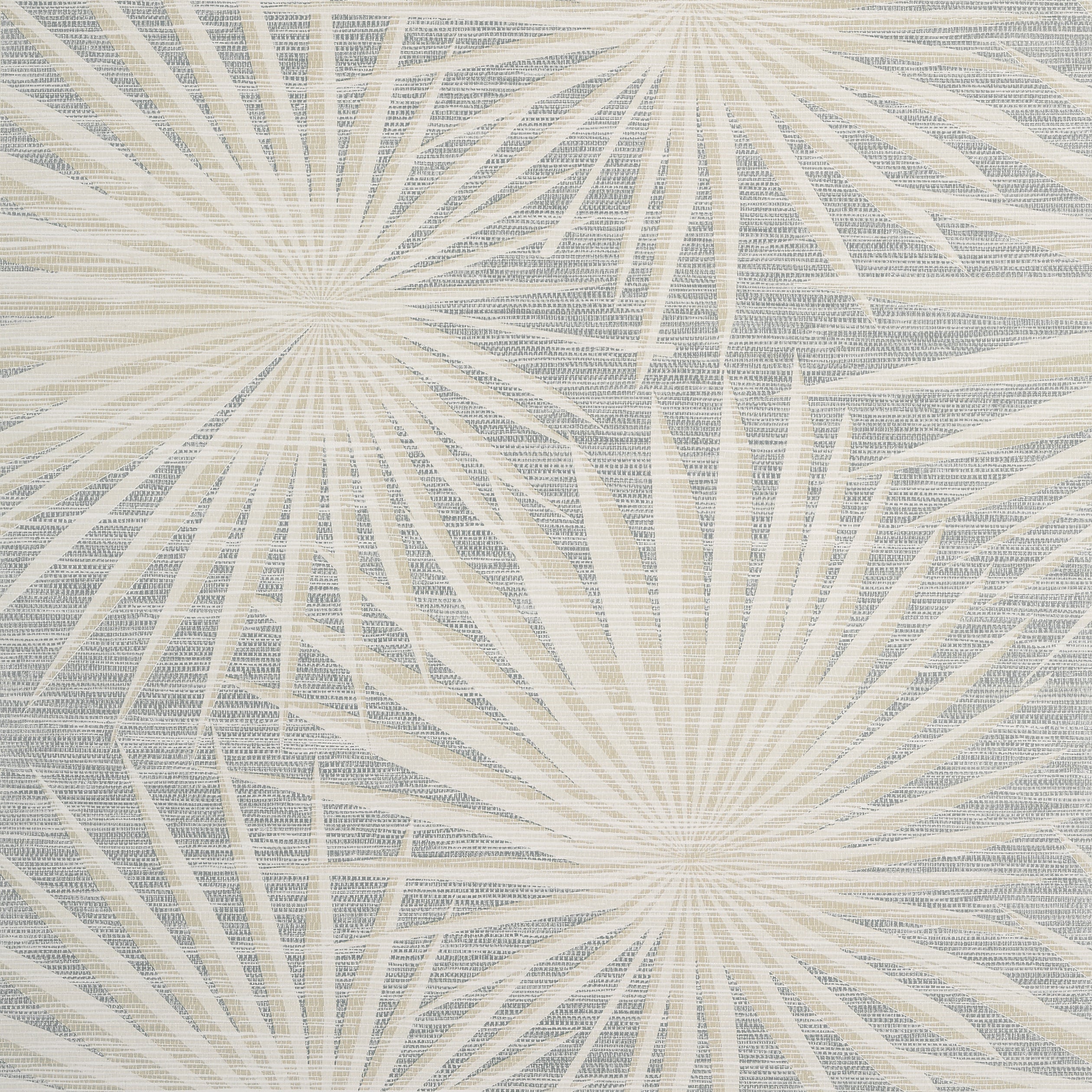 Palm Frond fabric in metallic silver on beige color - pattern number T10146 - by Thibaut in the Tropics collection