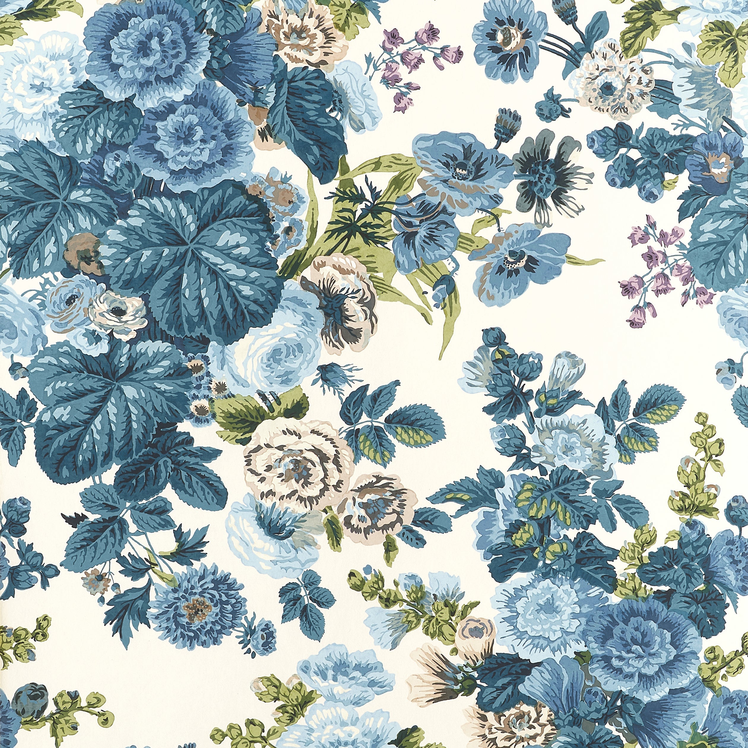 Hidcote wallpaper in lavender and blues color - pattern number T10512 - by Thibaut in the Boxwood collection