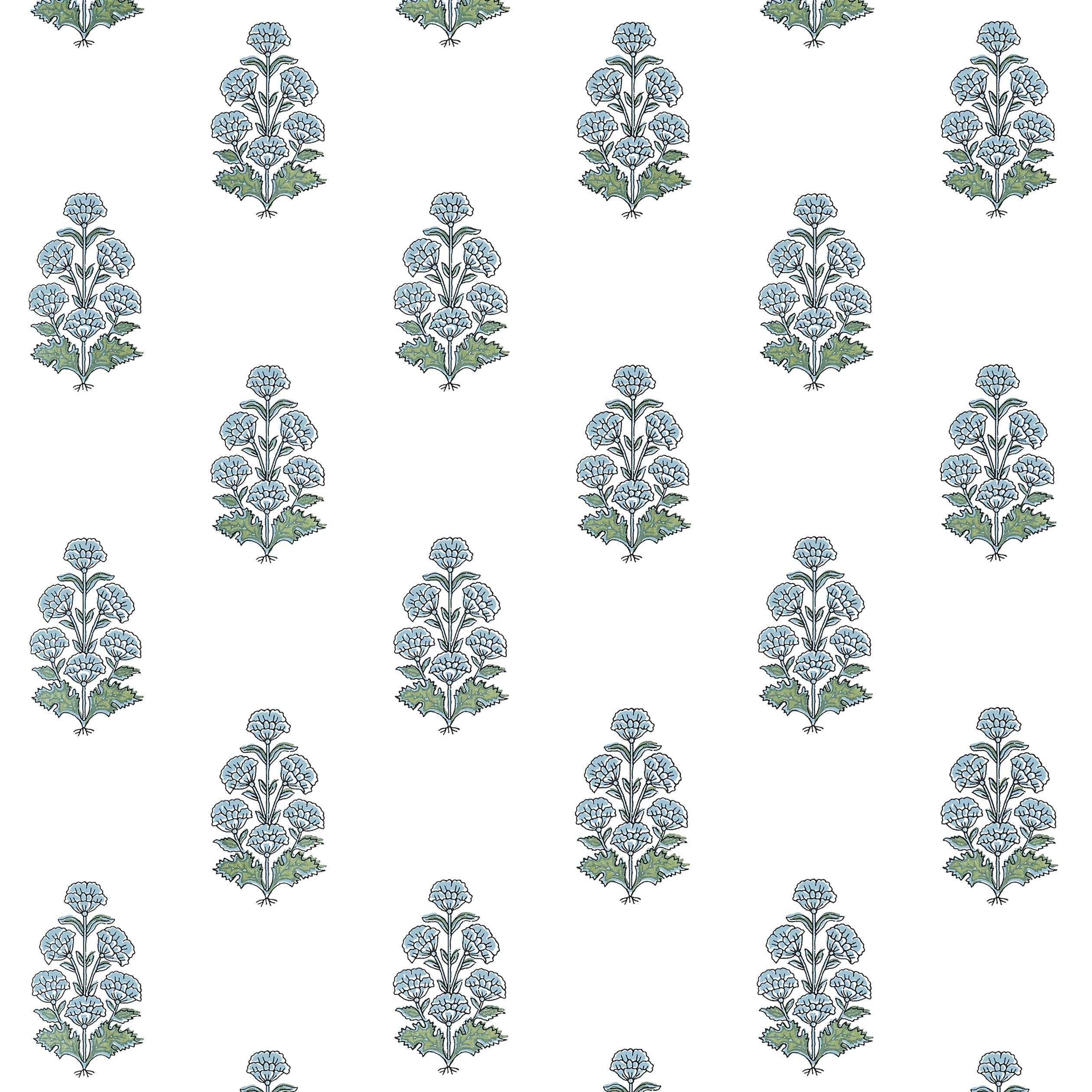 Audrey wallpaper in blue color - pattern number T10521 - by Thibaut in the Boxwood collection