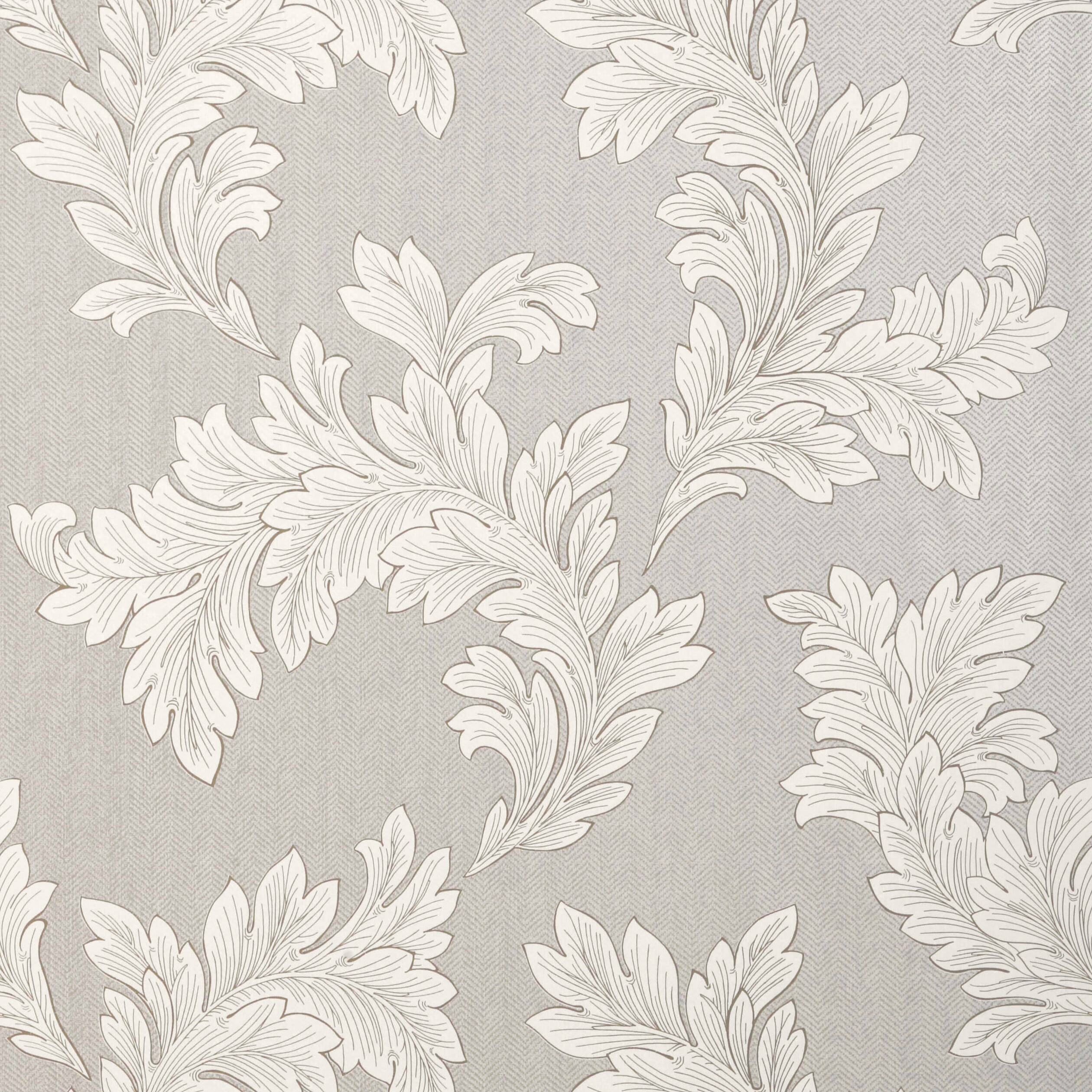 Eland Acanthus wallpaper in grey on metallic silver color - pattern number T1057 - by Thibaut in the Menswear Resource collection