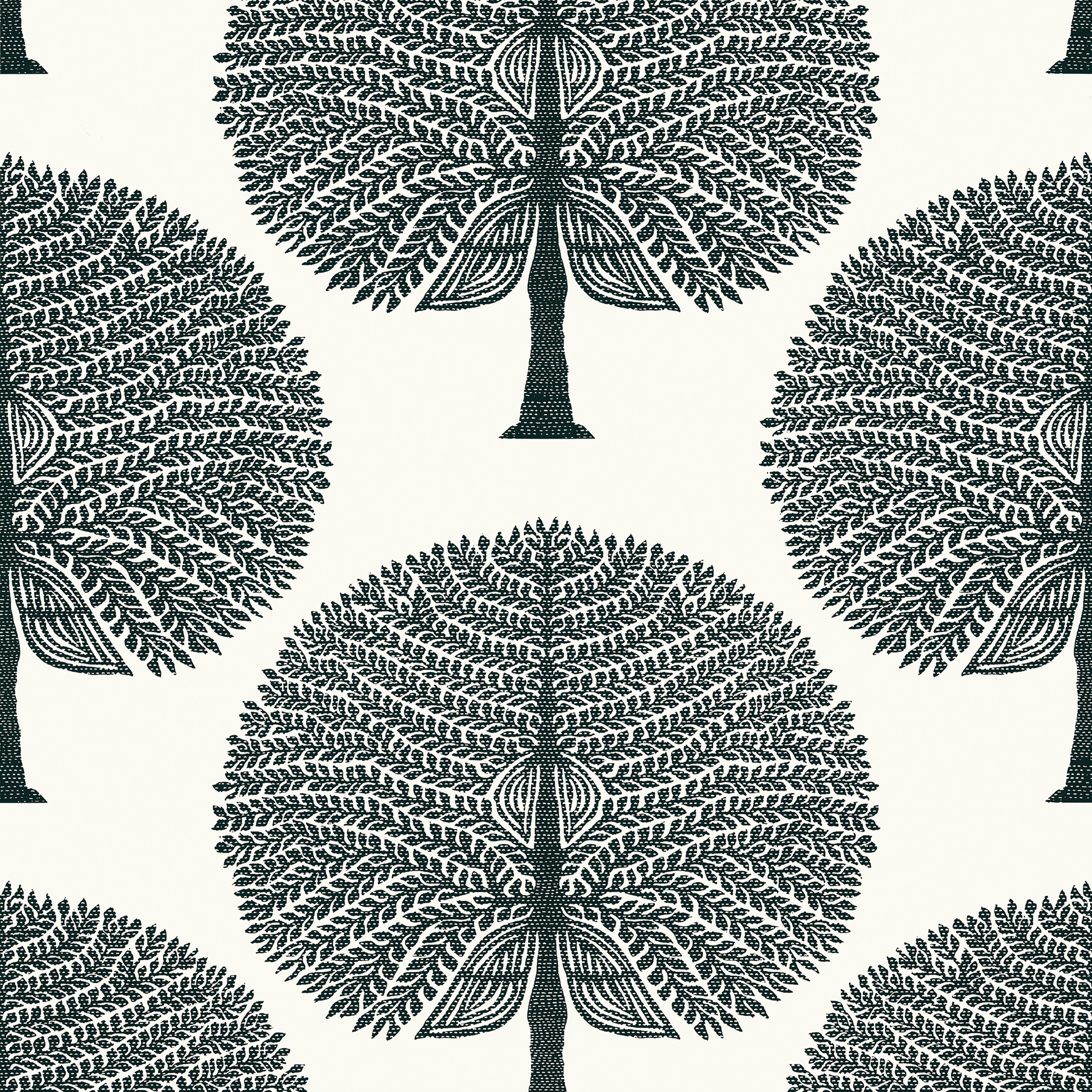Mulberry Tree fabric in black and white color - pattern number T10602 - by Thibaut in the Ceylon collection