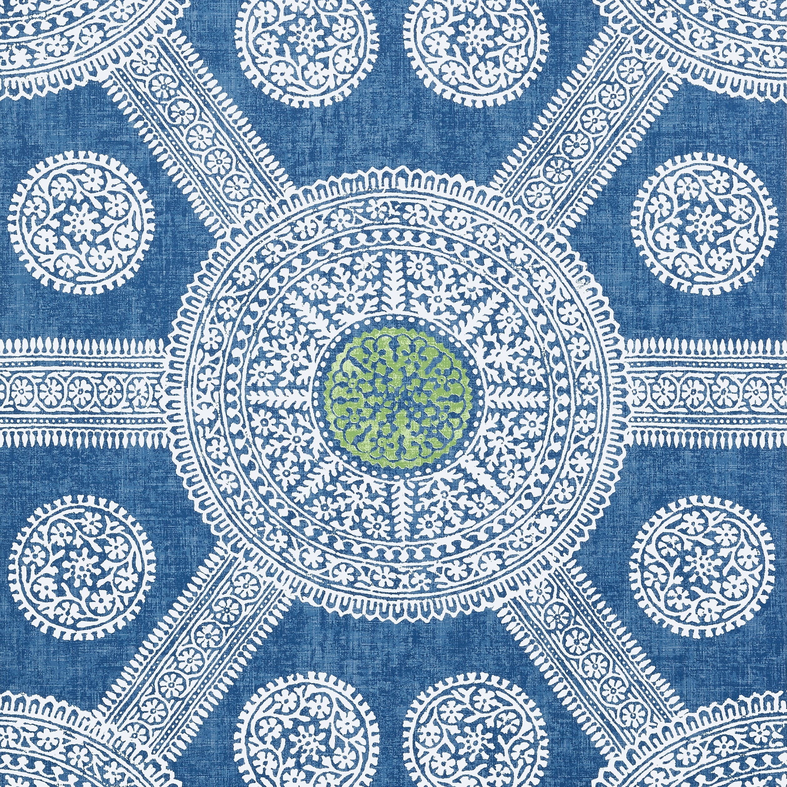 Stonington fabric in blue and green color - pattern number T10636 - by Thibaut in the Ceylon collection