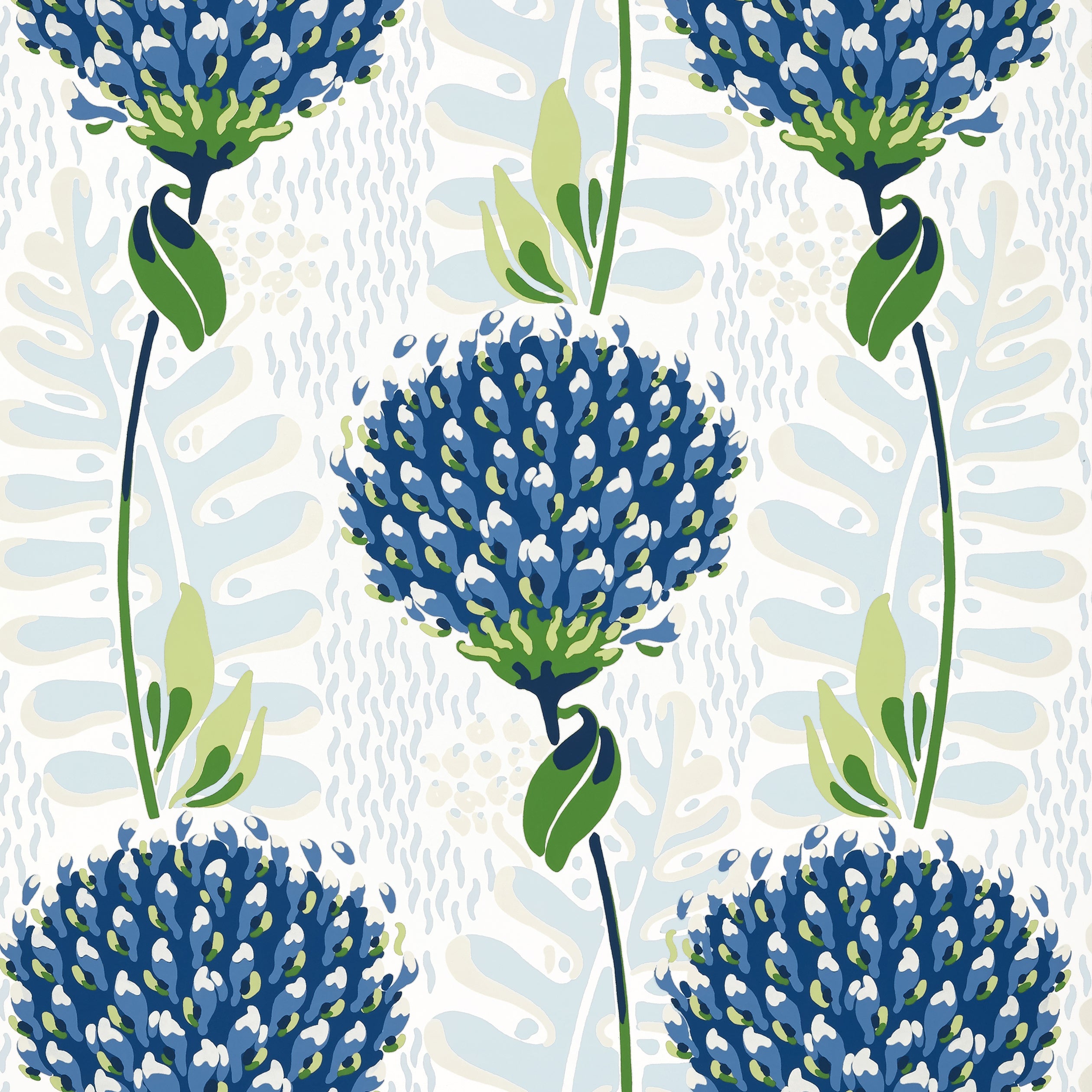 Tiverton wallpaper in blue and green color - pattern number T10650 - by Thibaut in the Ceylon collection