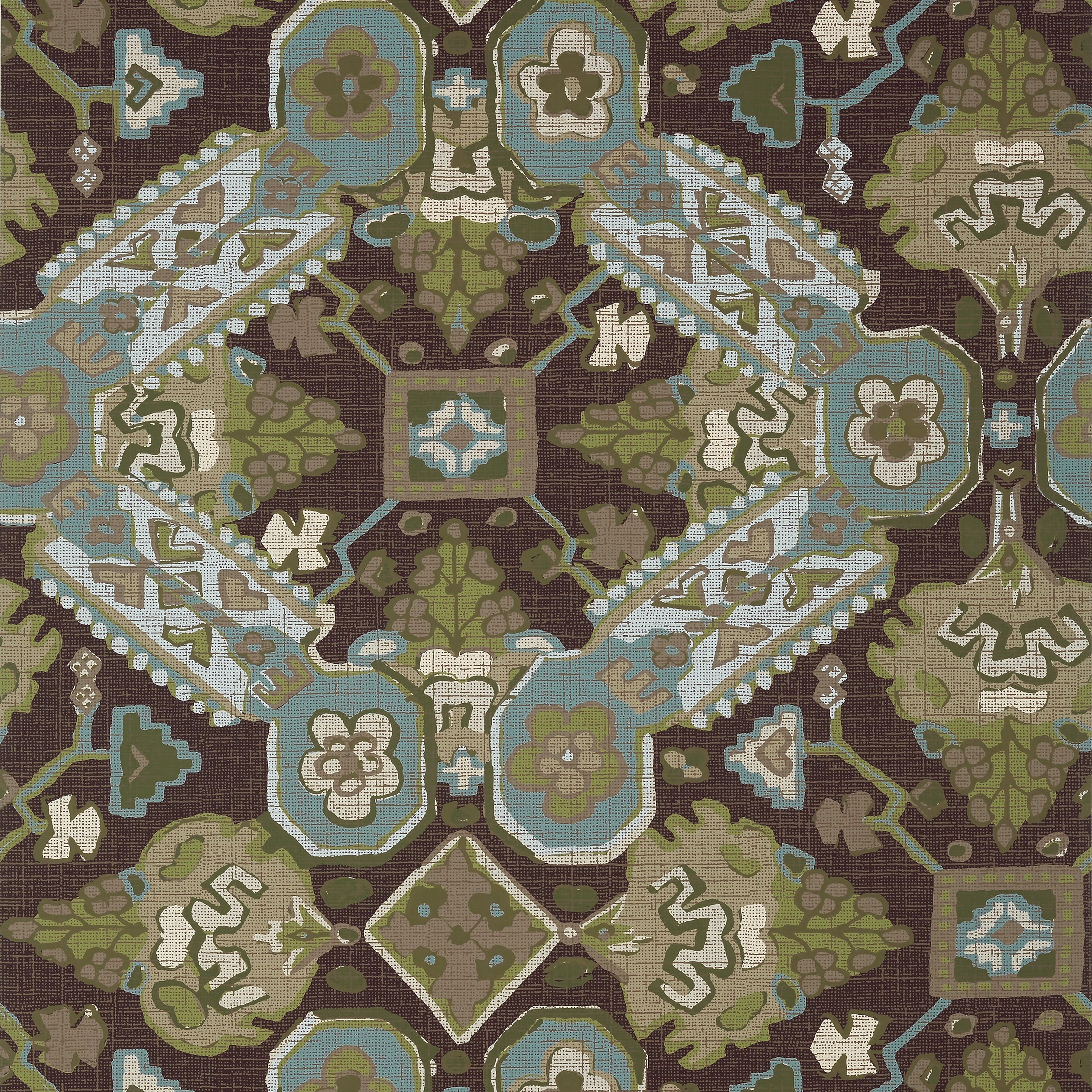 Persian Carpet fabric in brown color - pattern number T10826 - by Thibaut in the Heritage by Thibaut collection