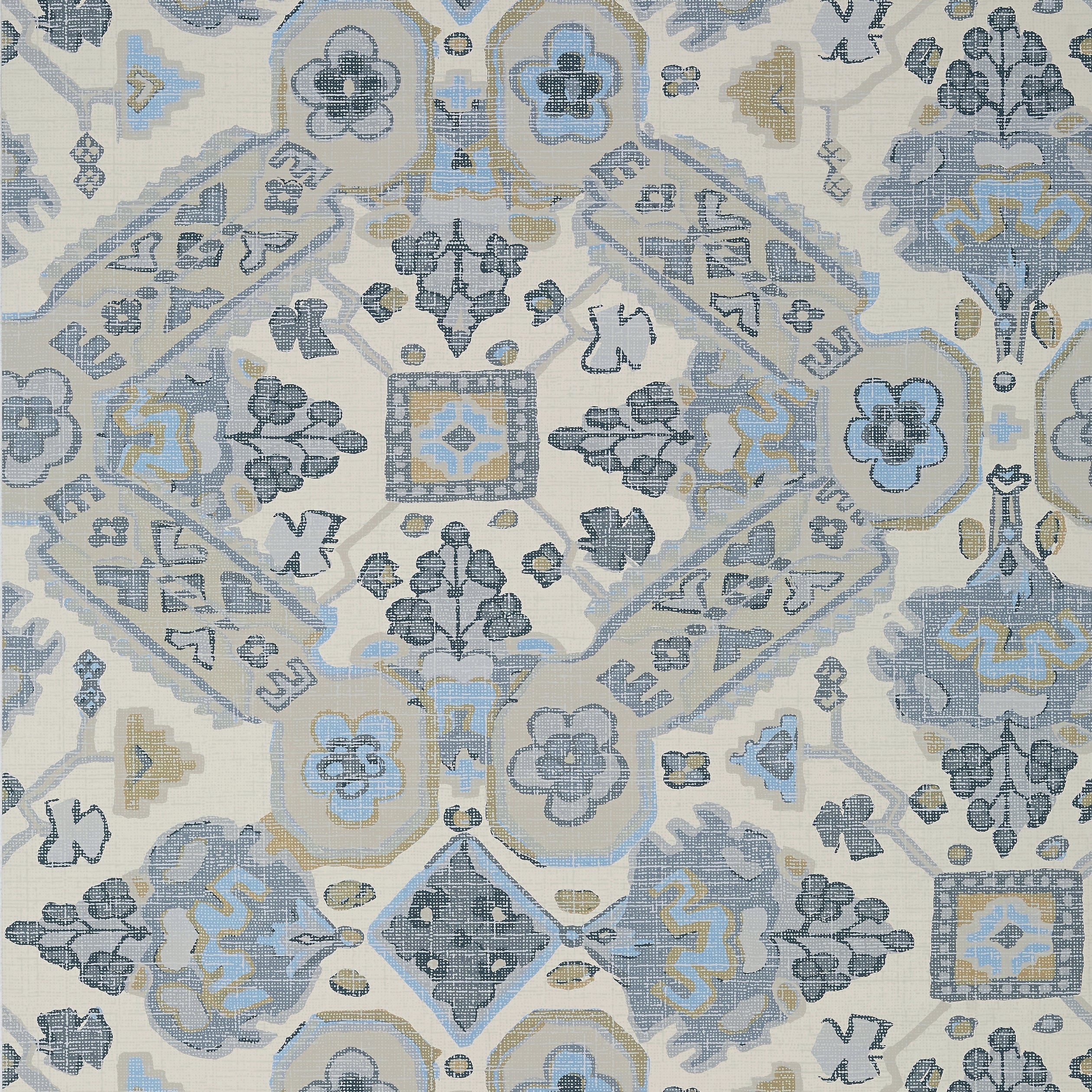 Persian Carpet fabric in grey and beige color - pattern number T10828 - by Thibaut in the Heritage by Thibaut collection